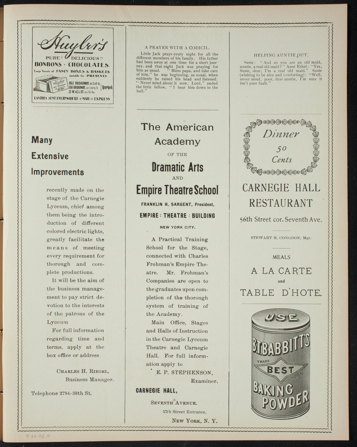 Students of Richard Burmeister, April 30, 1898, program page 7