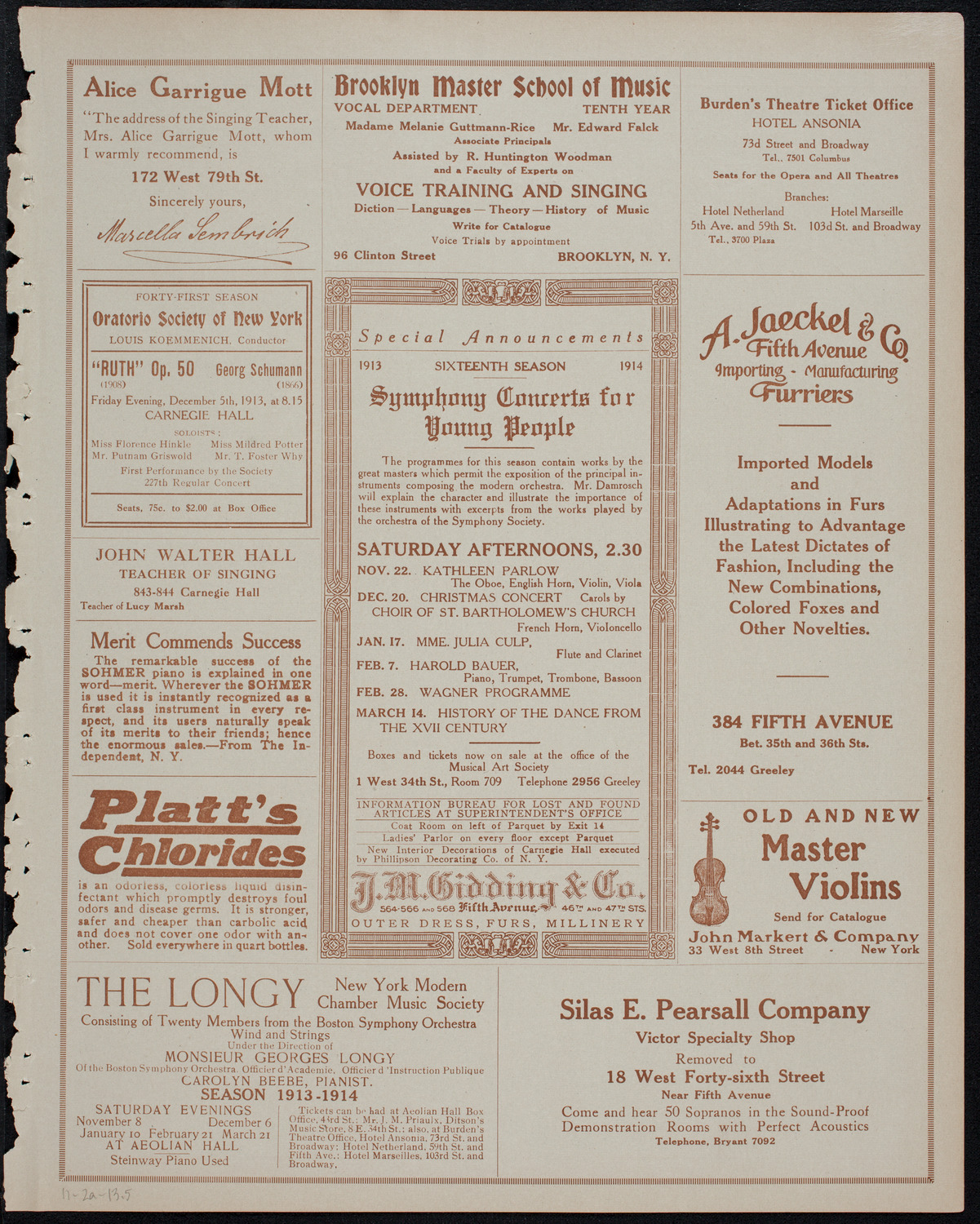 Corinne Rider-Kelsey, Soprano, November 2, 1913, program page 9