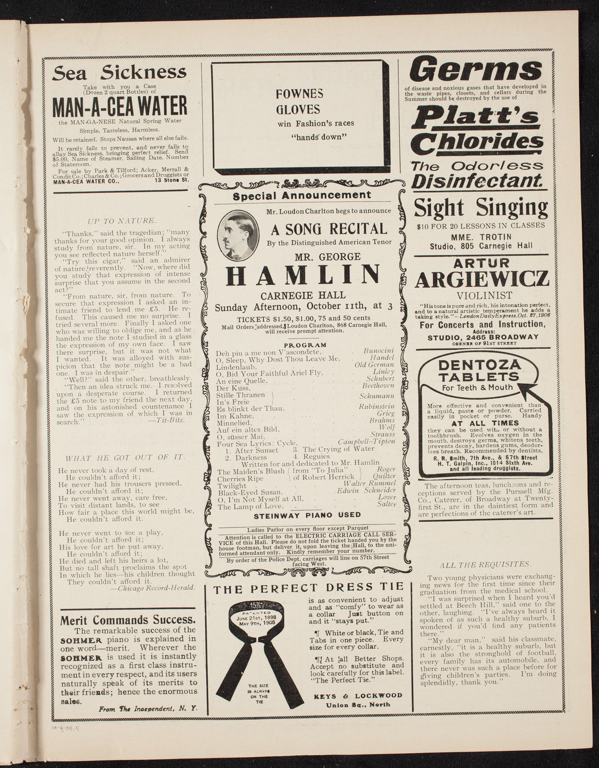 David Bispham, Baritone, October 4, 1908, program page 9