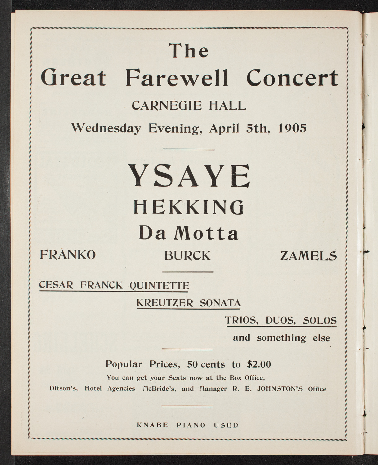 Russian Symphony Society of New York, April 1, 1905, program page 10