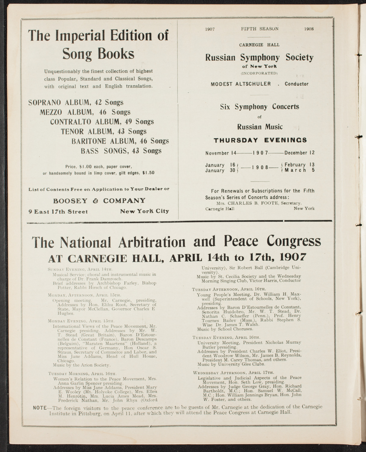 New York Philharmonic, April 6, 1907, program page 10