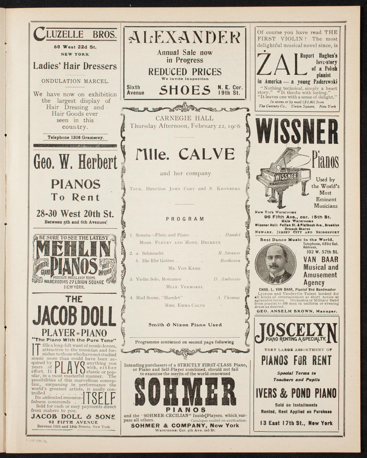 Emma Calvé, Soprano, and Her Company, February 22, 1906, program page 5