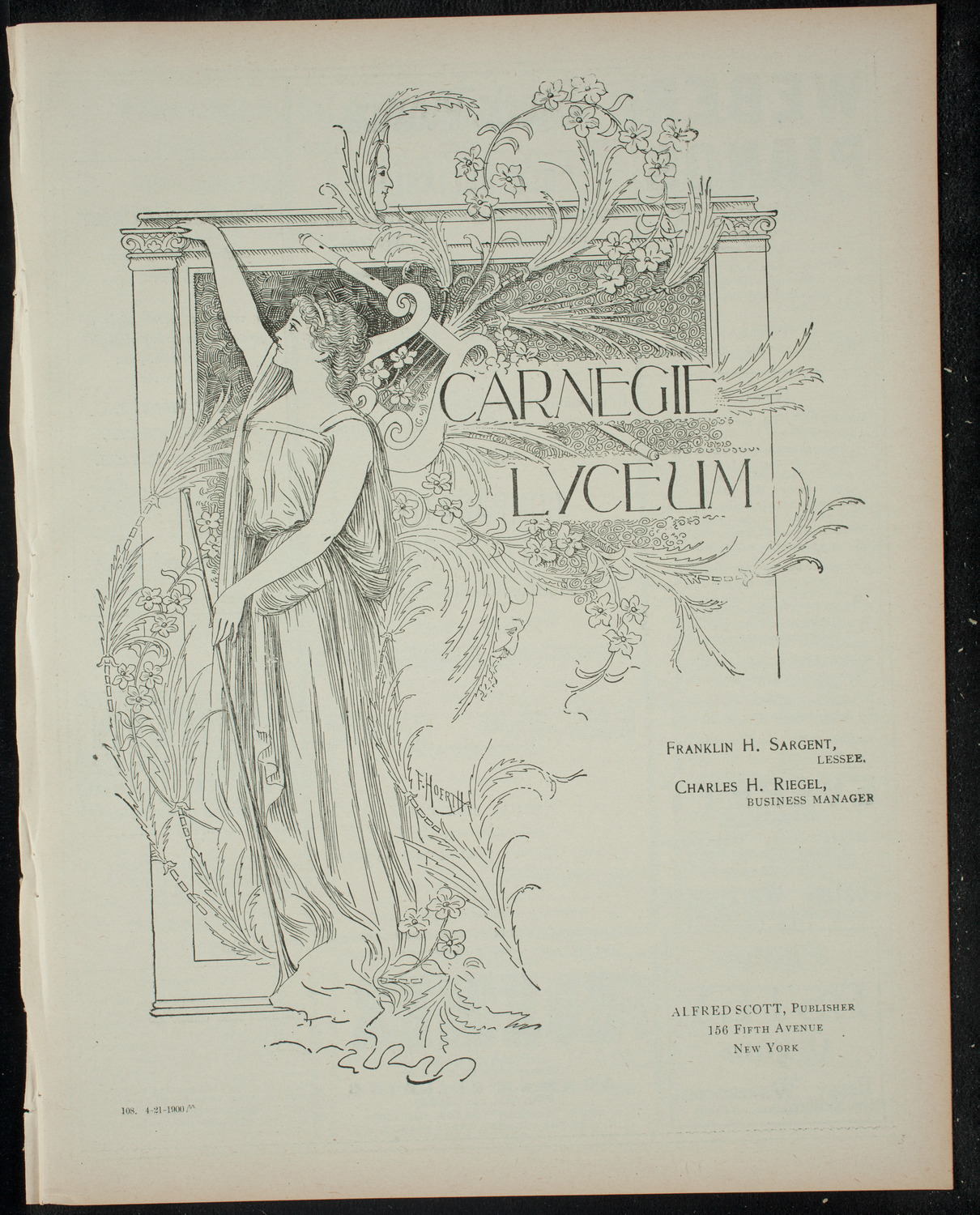 Comparative Literature Society Annual Meeting, April 21, 1900, program page 1