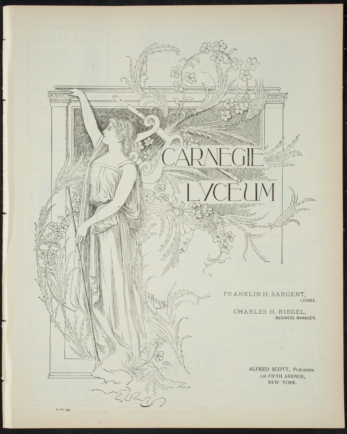 Amateur Comedy Club, April 14, 1898, program page 1