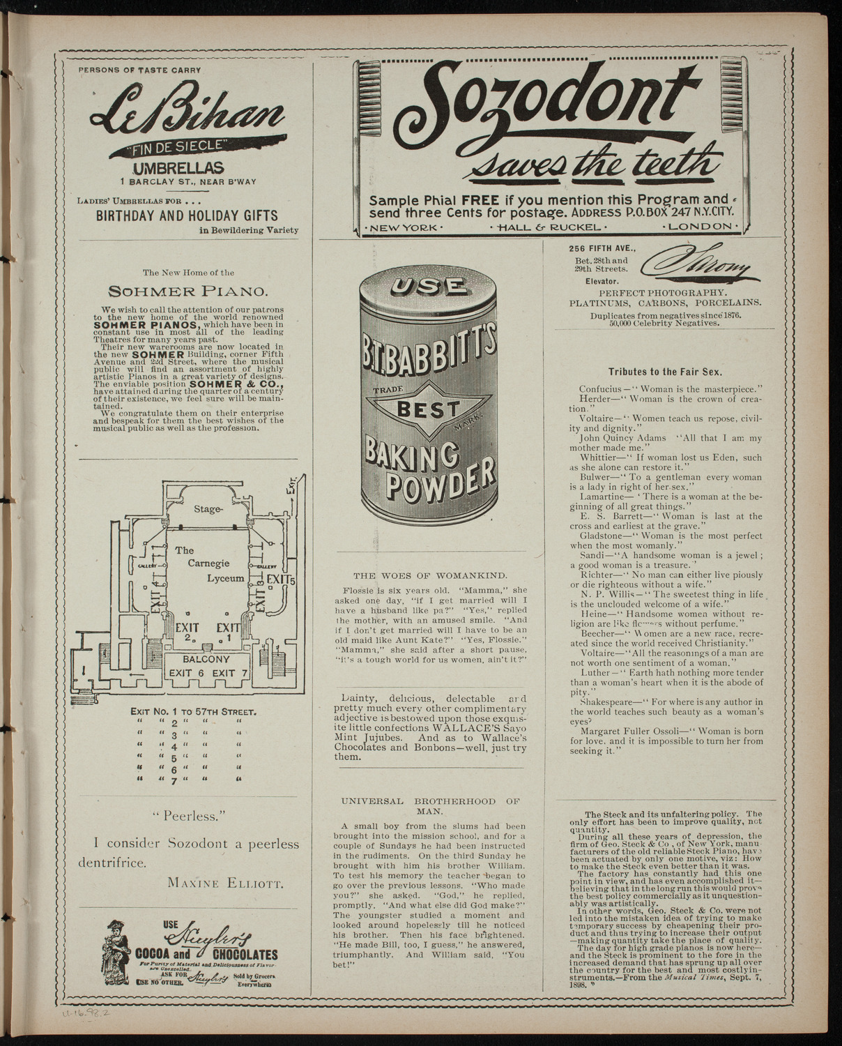 Isis League of Music and Drama Student Production, November 16, 1898, program page 3