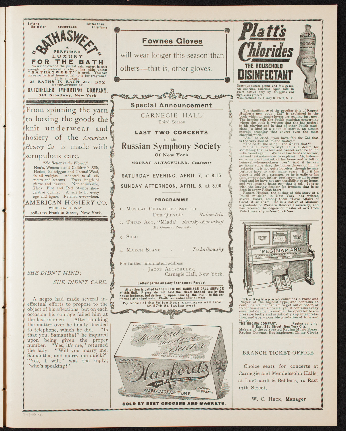 Russian Symphony Society of New York, March 17, 1906, program page 9