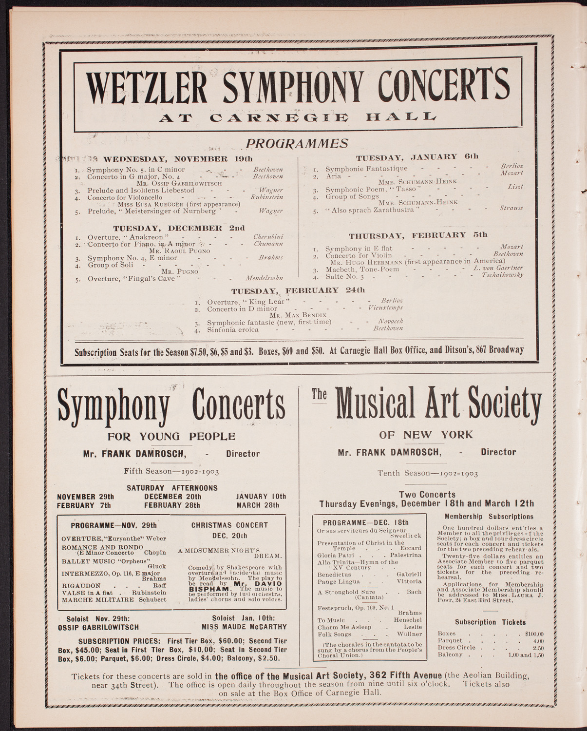 New York Philharmonic, November 15, 1902, program page 8