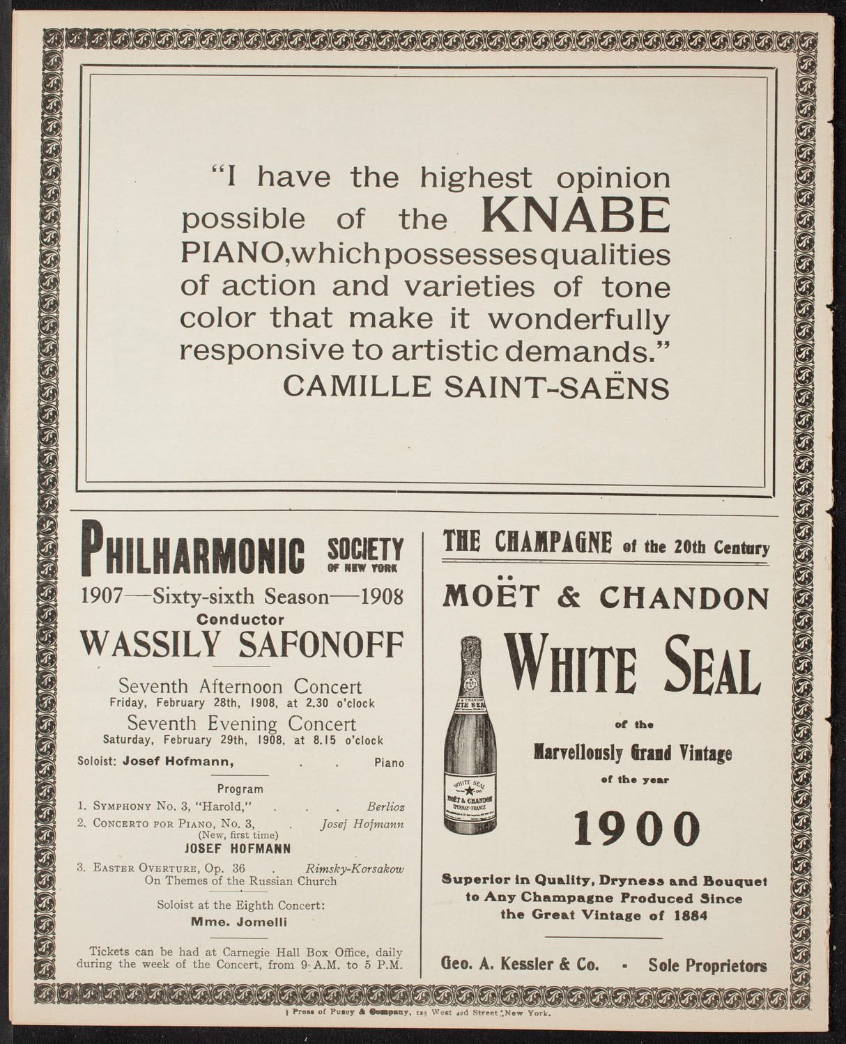 New York Symphony Orchestra, February 16, 1908, program page 12