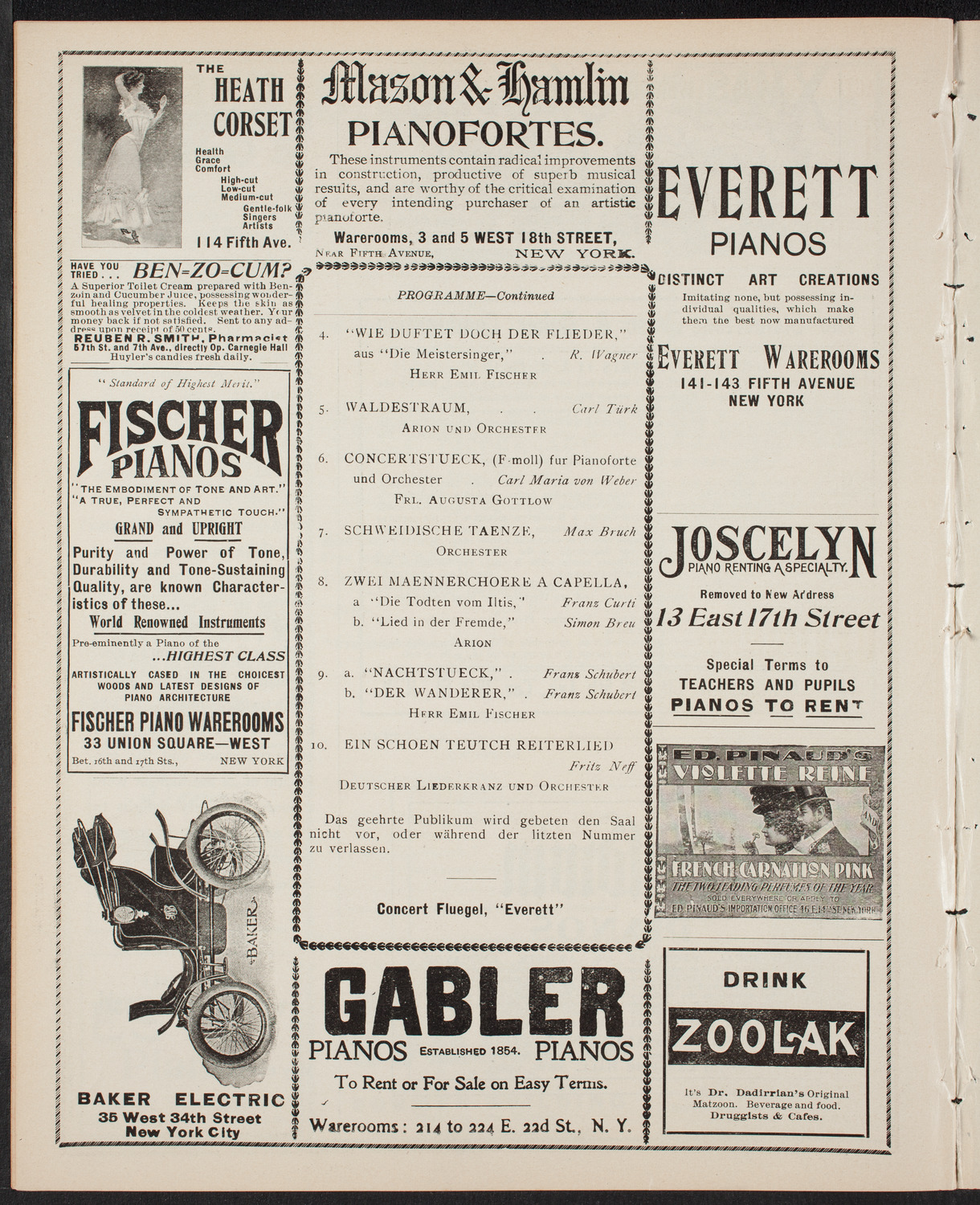 Benefit: German Hospital and Dispensary, December 8, 1901, program page 8