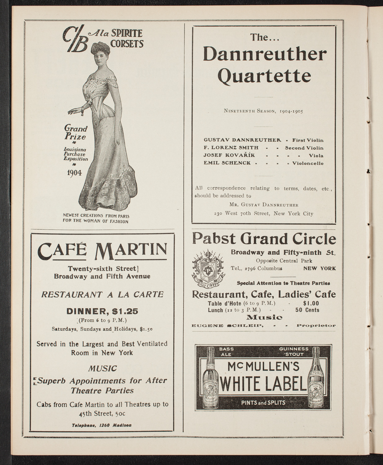 New York Philharmonic, February 10, 1905, program page 8