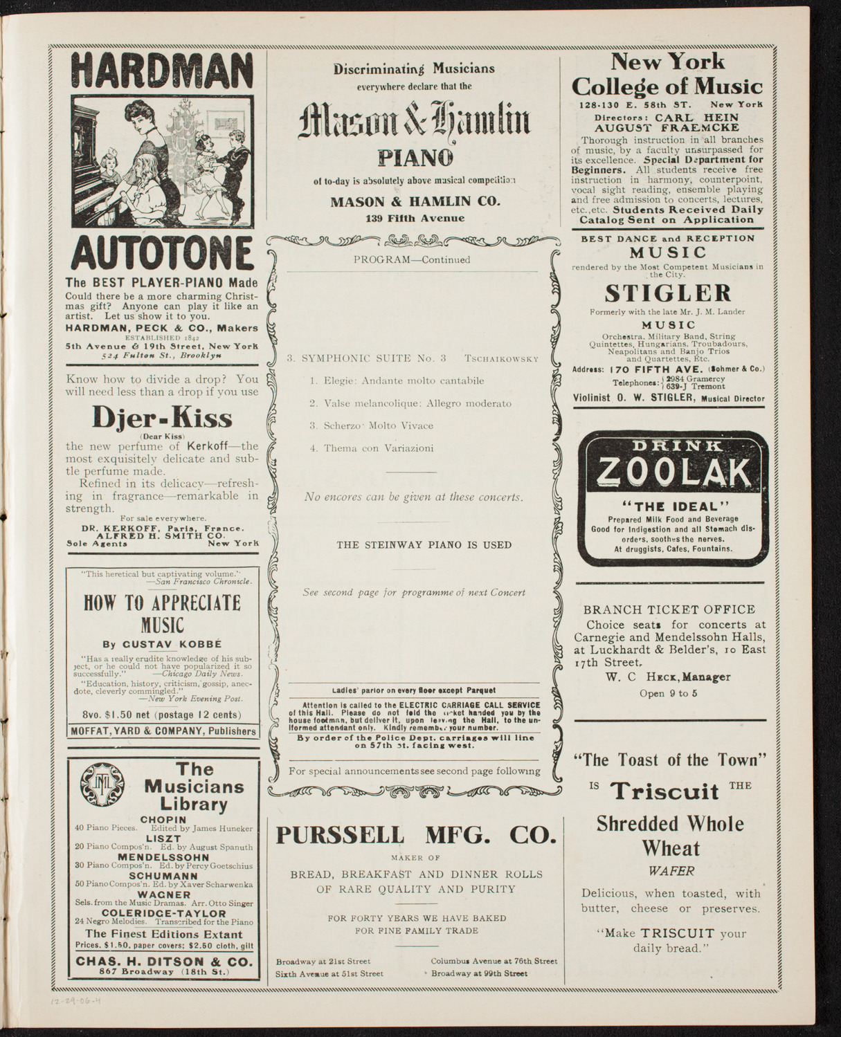 New York Symphony Orchestra, December 29, 1906, program page 7