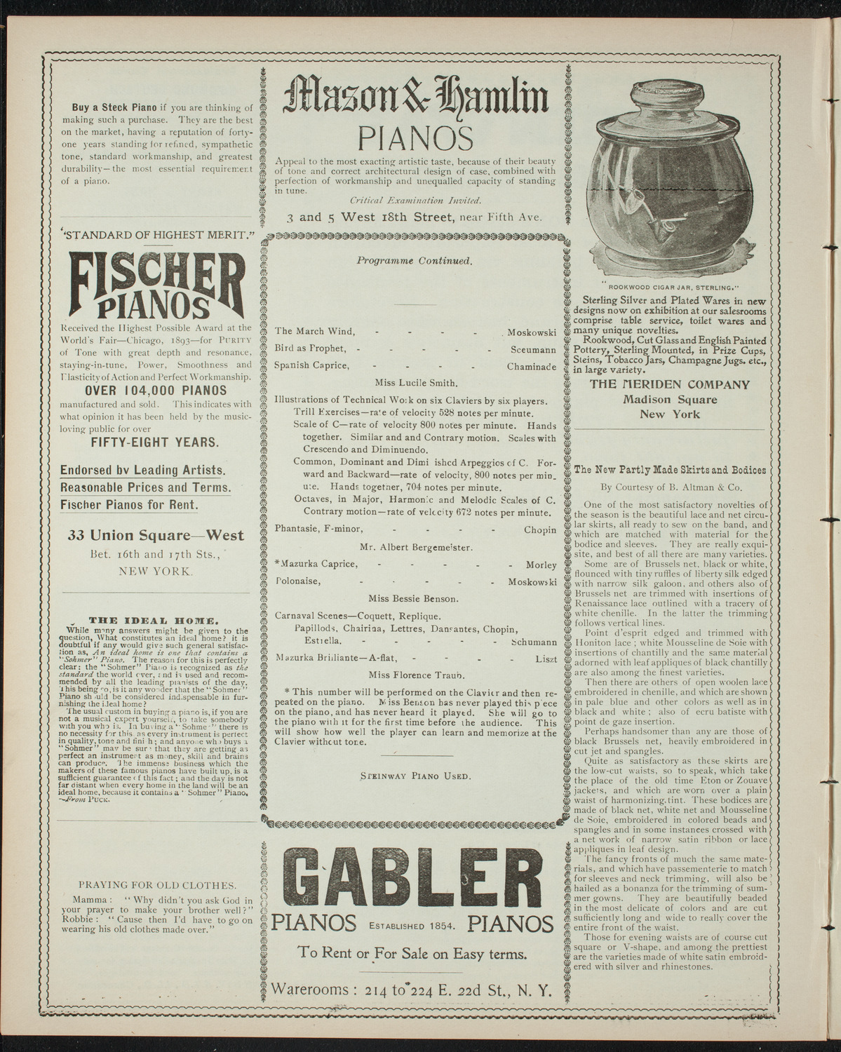 Virgil Piano School Student Recital, March 15, 1898, program page 6