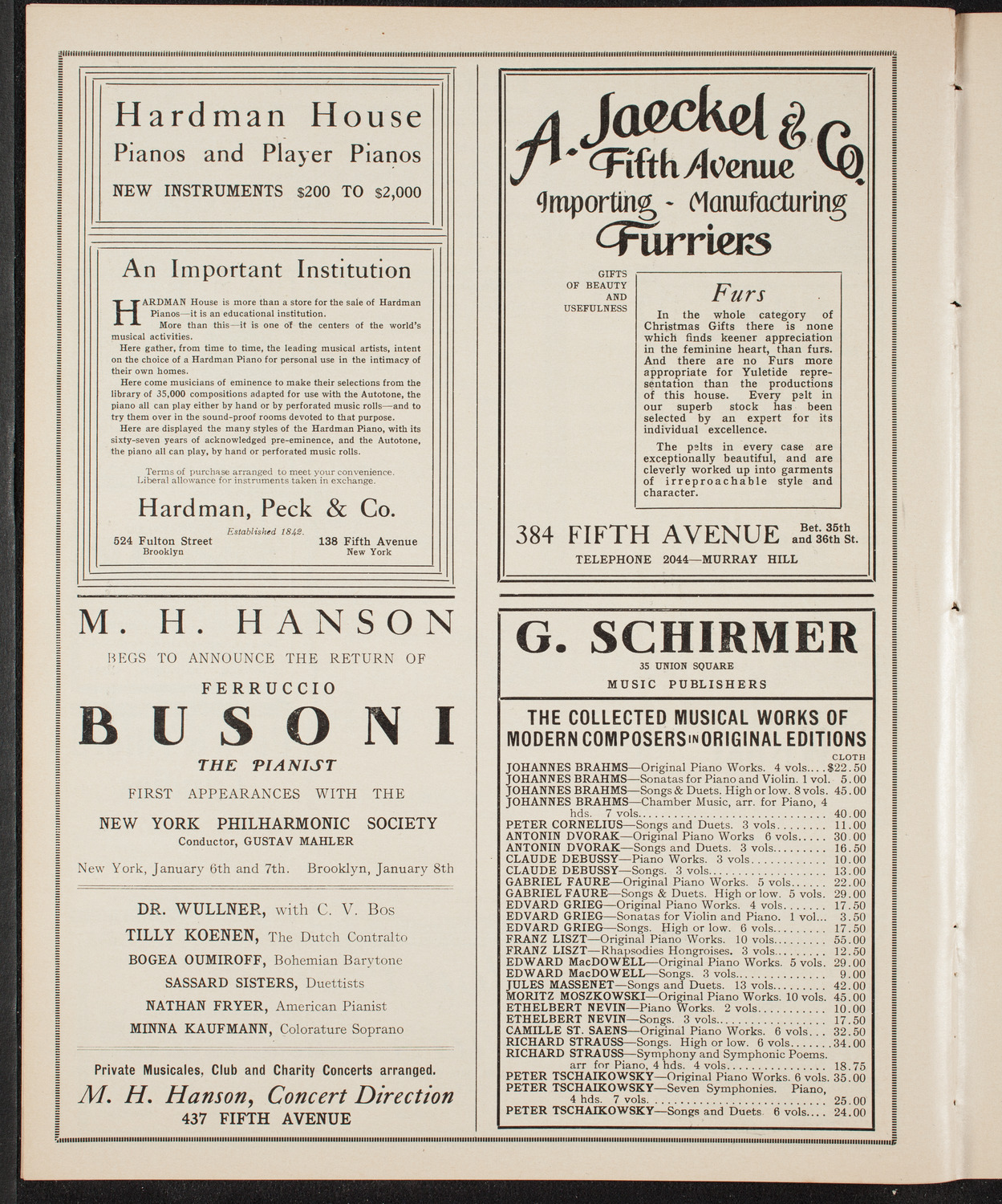 New York Philharmonic, December 29, 1909, program page 8