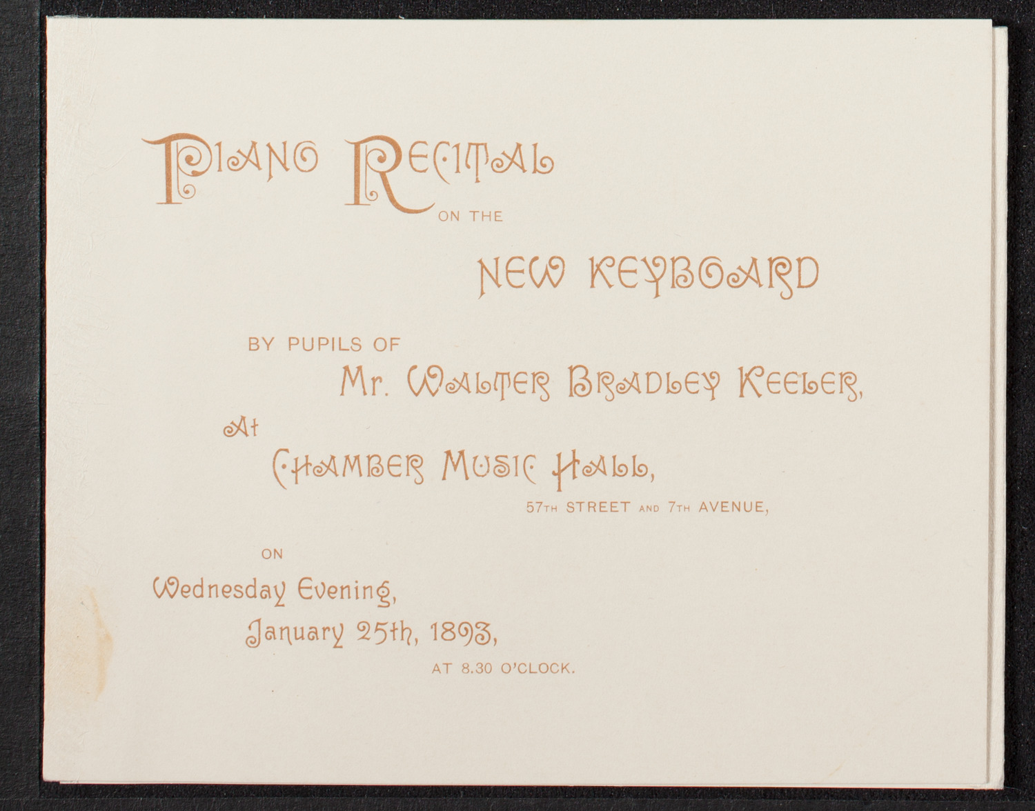 Students of Walter Bradley Keeler, January 25, 1893, program page 1