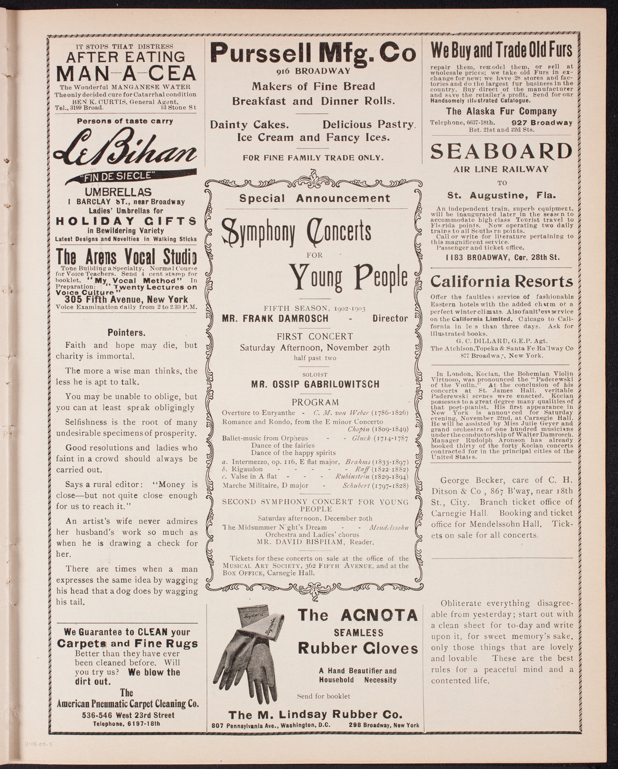 Oratorio Society of New York, November 18, 1902, program page 9