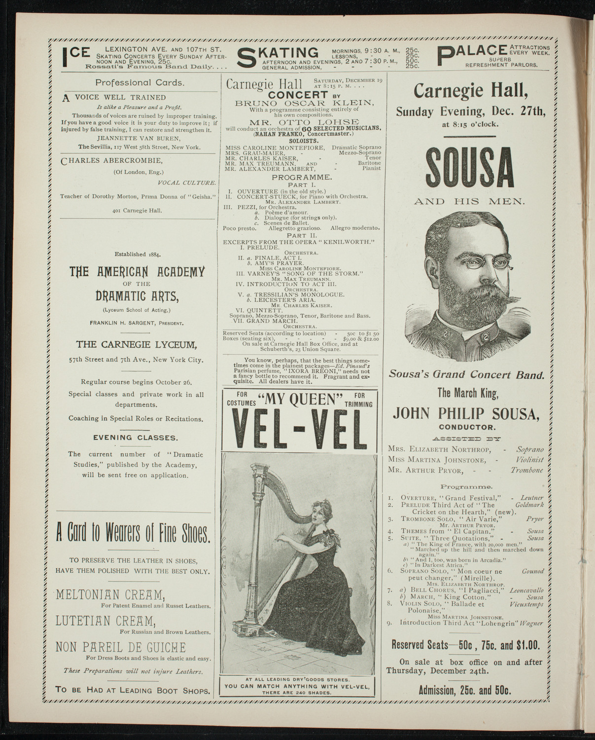 Concert of music by Bruno Oscar Klein, December 19, 1896, program page 2