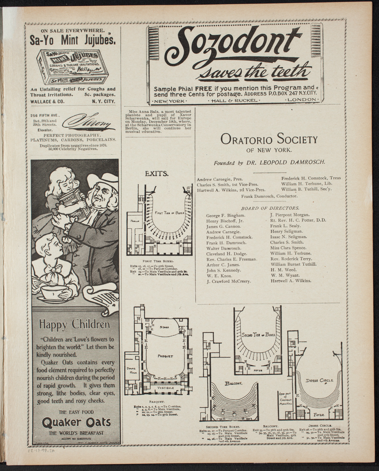 Symphony Concert for Young People, December 17, 1898, program page 3