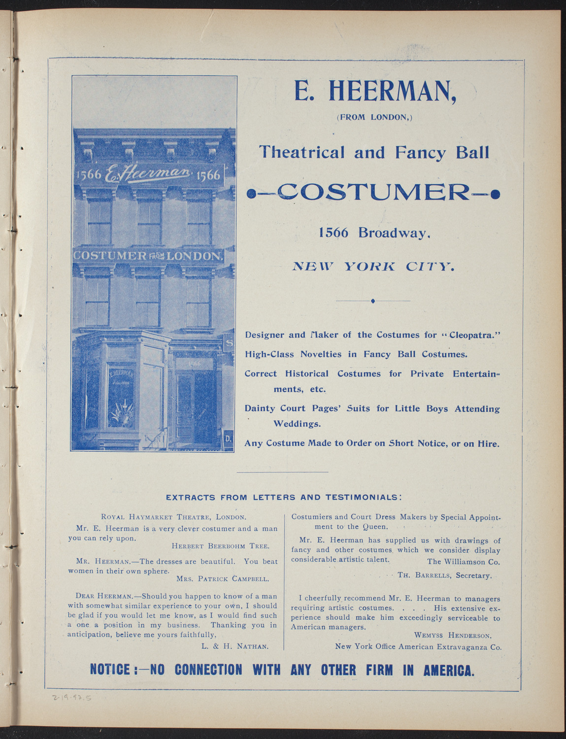 Columbia College Musical Society, February 19, 1897, program page 9