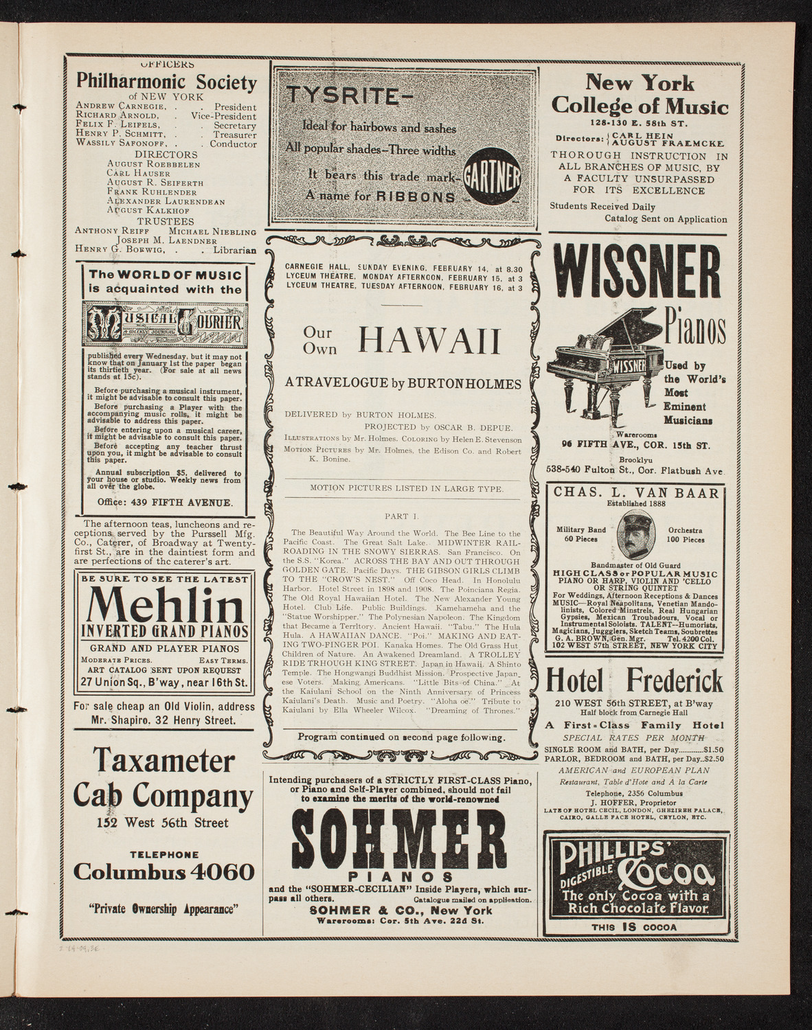 Burton Holmes Travelogue: Hawaii, February 14, 1909, program page 5