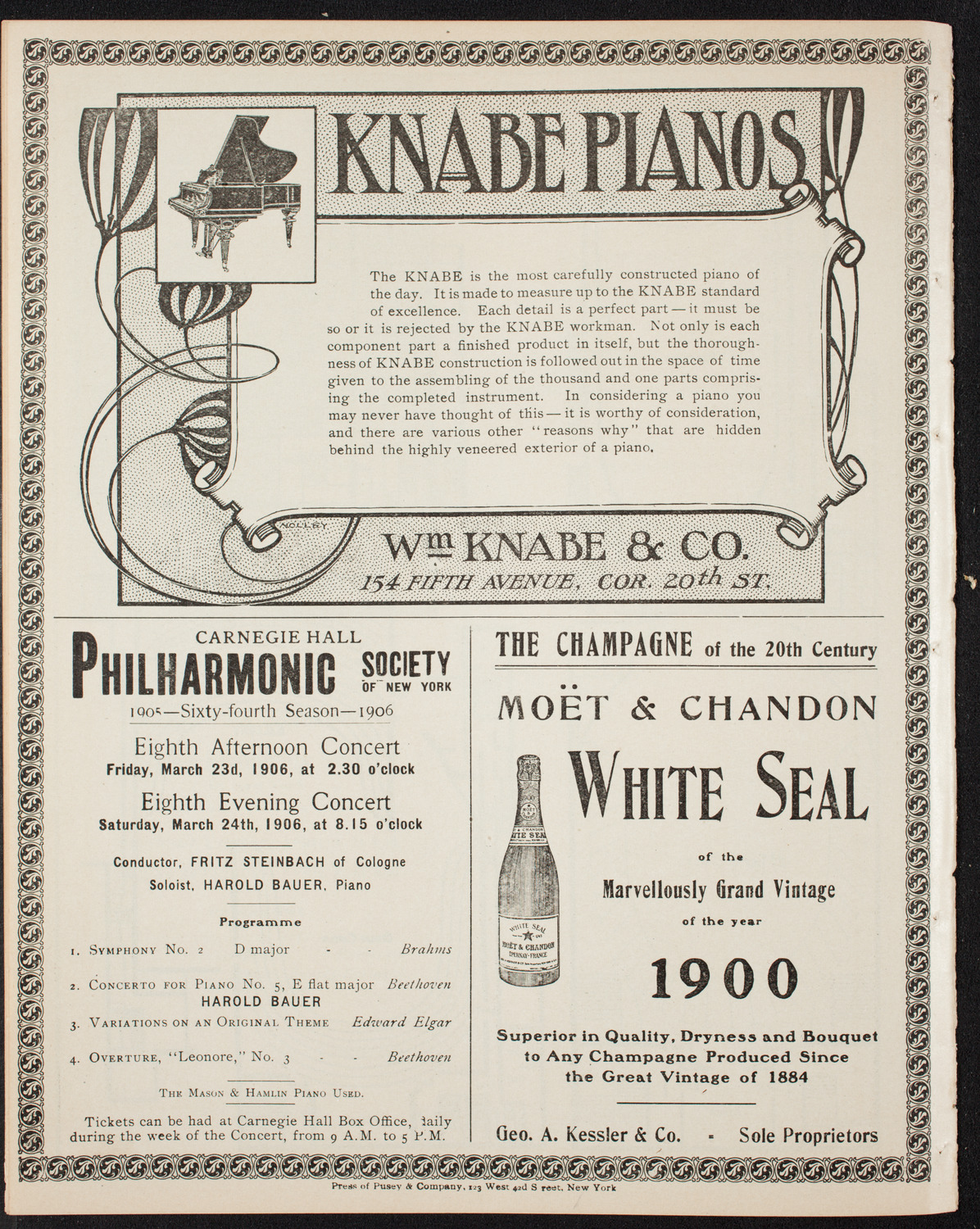 Josef Lhévinne, Piano, March 19, 1906, program page 12