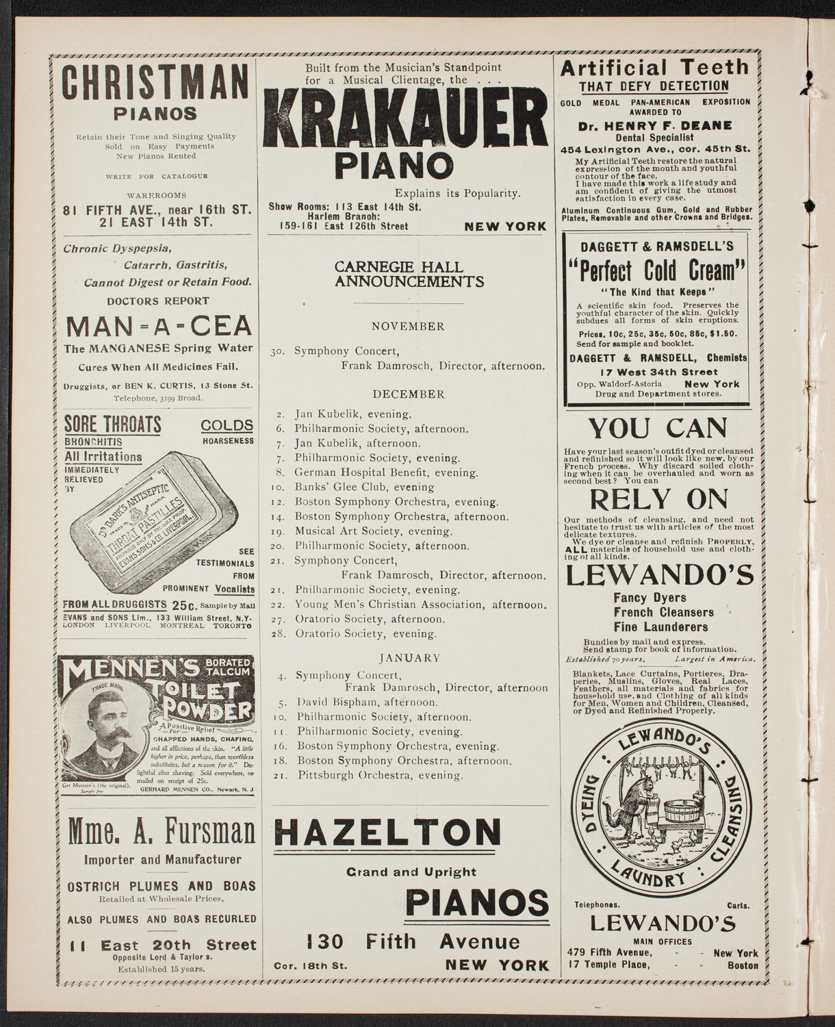Benefit: St. Mark's Hospital, November 30, 1901, program page 2