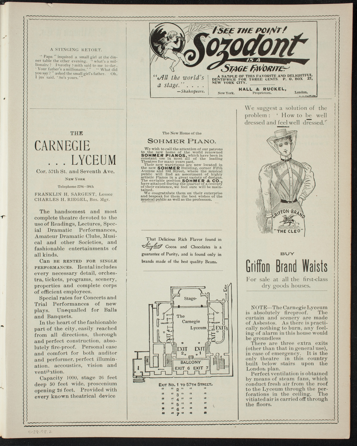 Marti Charity Association Benefit for Helpless and Destitute Cubans of New York, May 28, 1898, program page 3