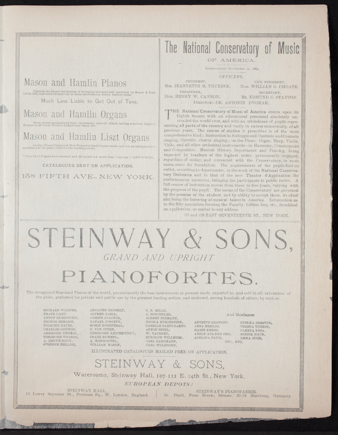 Urania Scientific Theatre, December 1, 1892, program page 3
