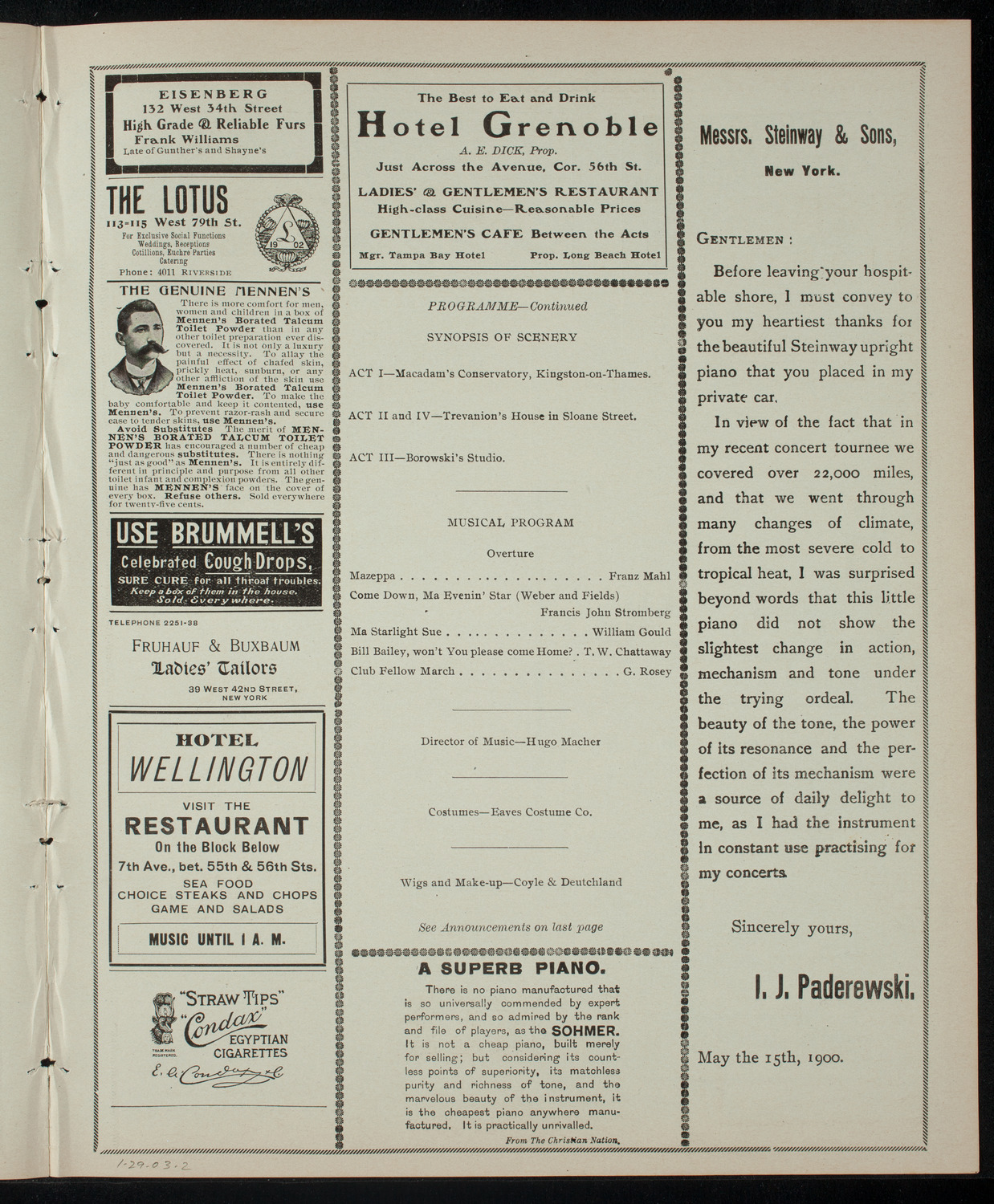 The Students' Dramatic Club, January 29, 1903, program page 3