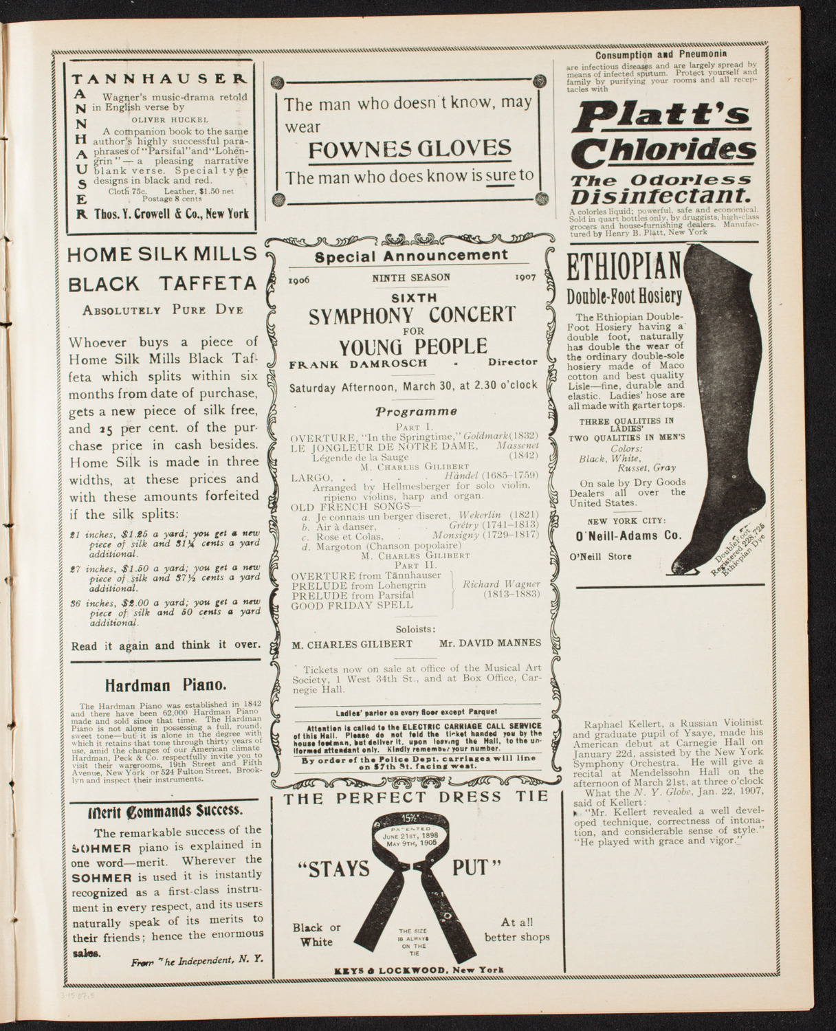 New York Philharmonic, March 15, 1907, program page 9