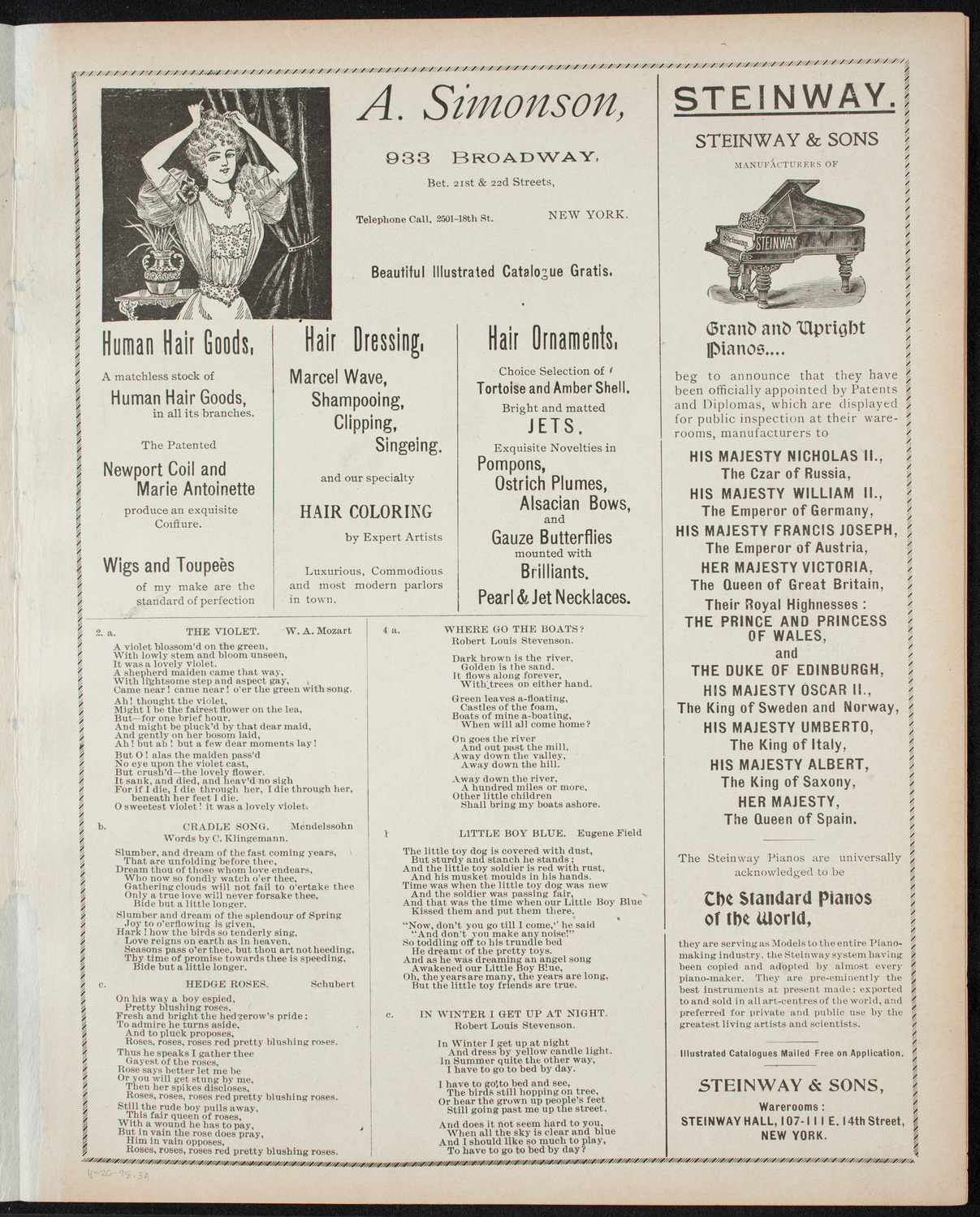 Symphony Concert for Young People, November 26, 1898, program page 5