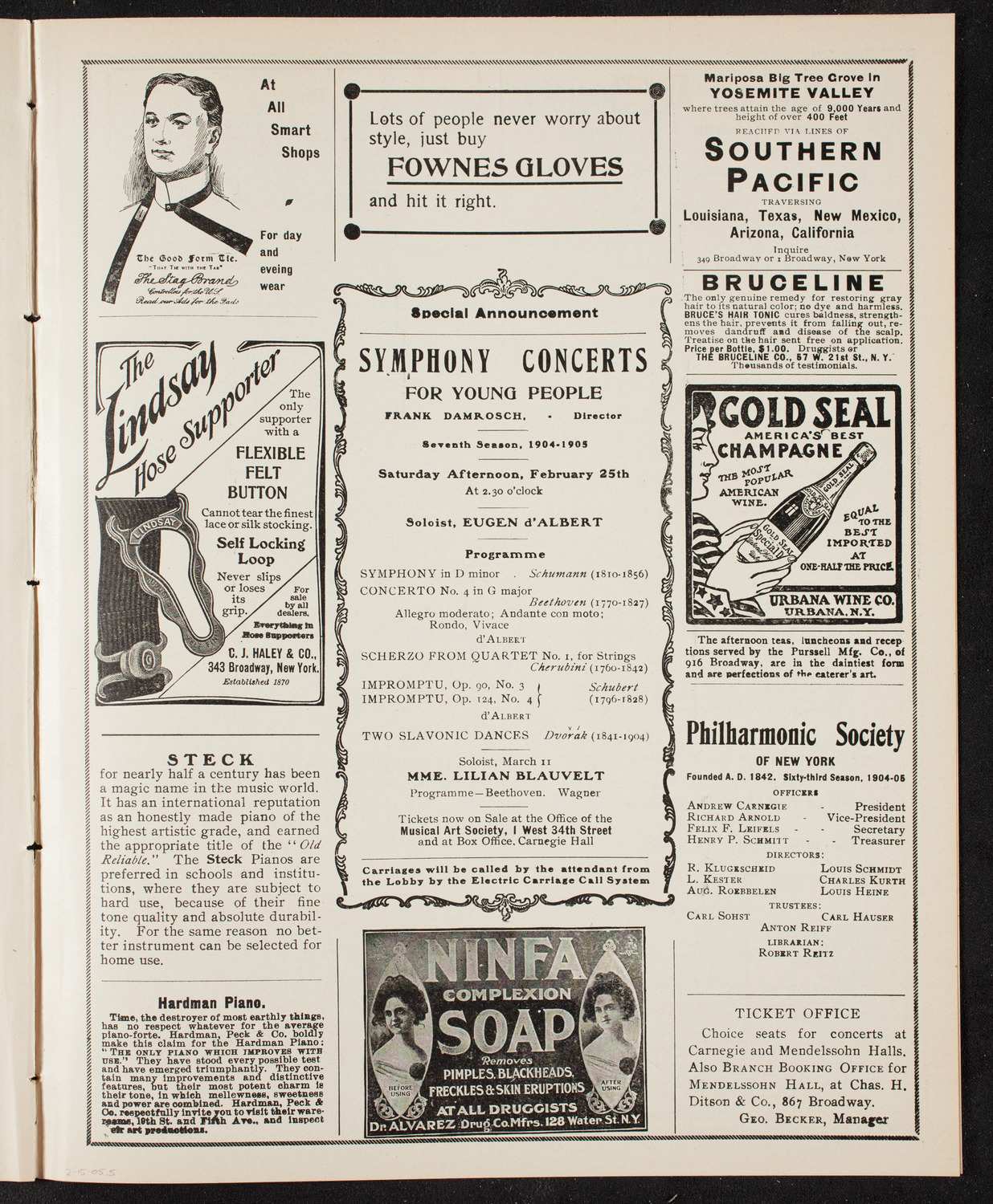 New York Philharmonic, February 15, 1905, program page 9