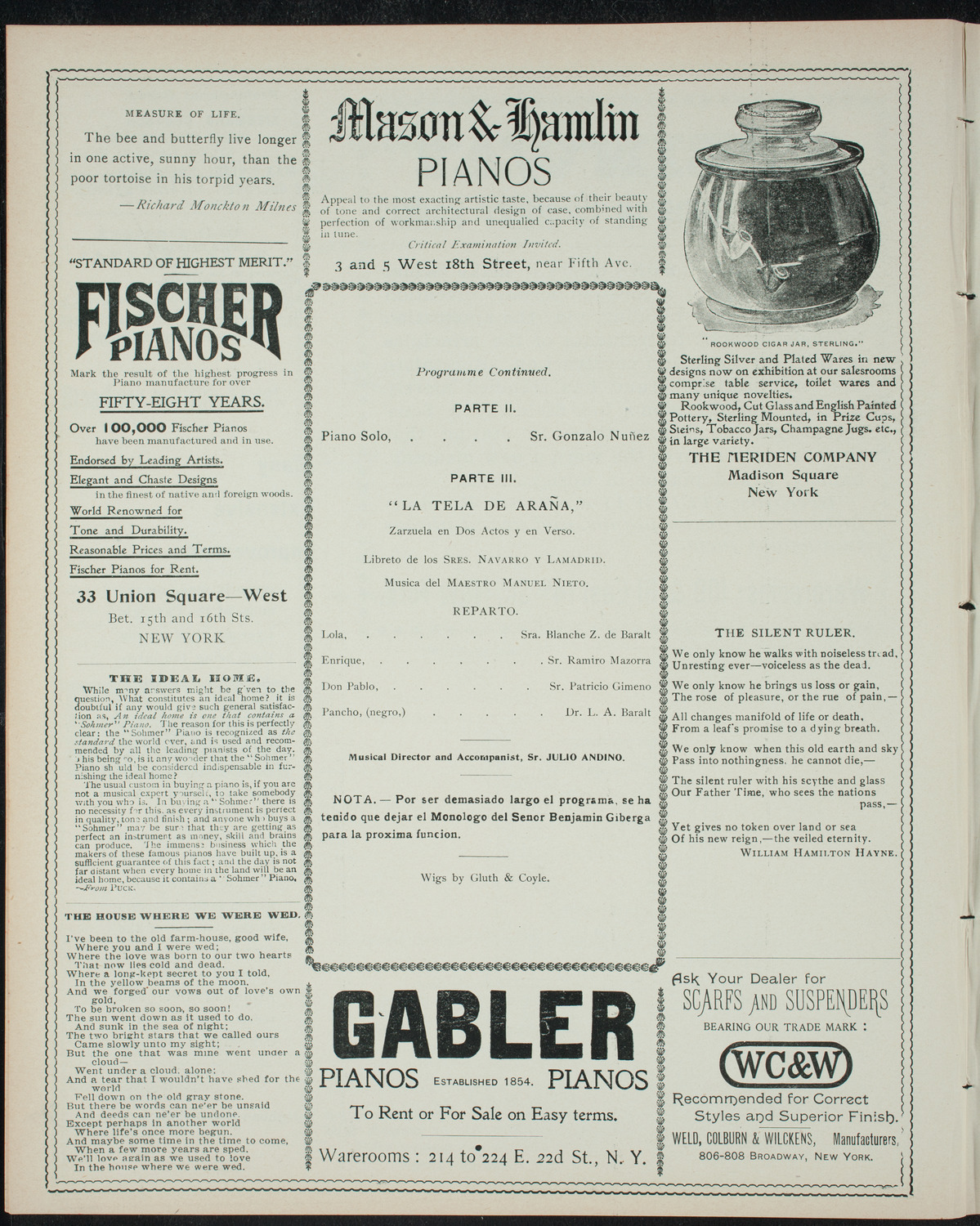 Funcion Lirico Dramatica a beneficio del Club Caridad, January 8, 1898, program page 6