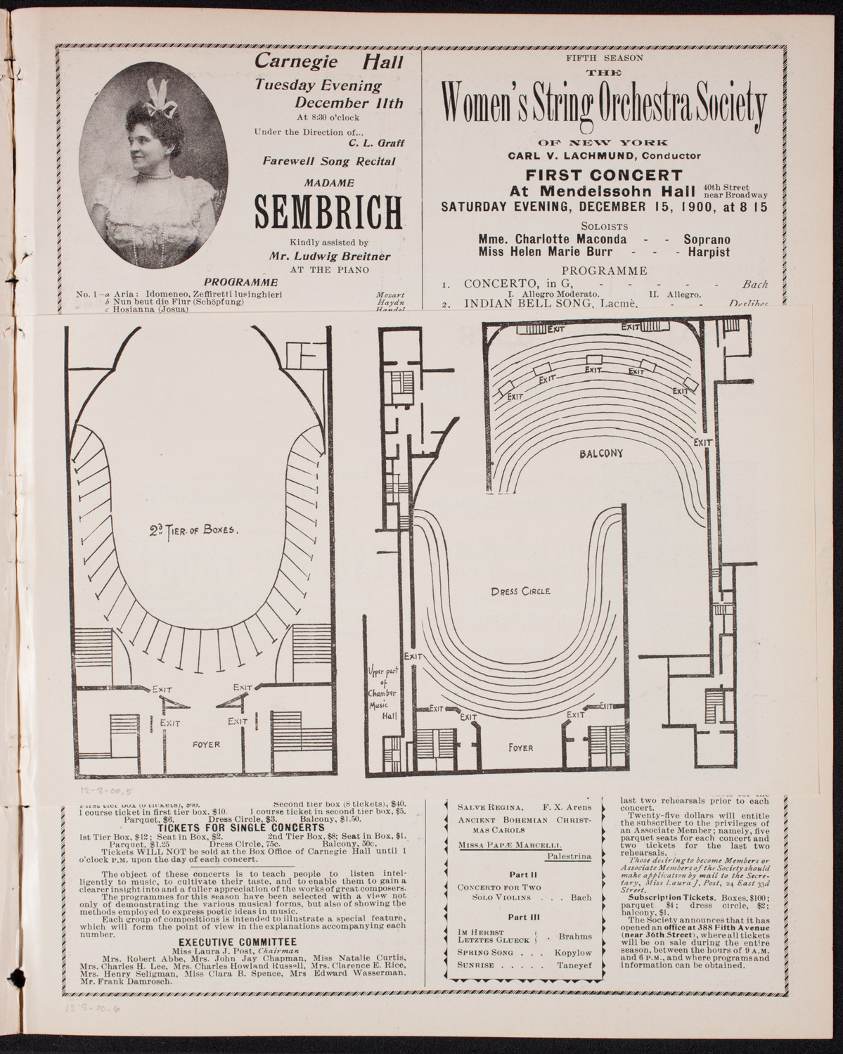 New York Philharmonic, December 8, 1900, program page 9