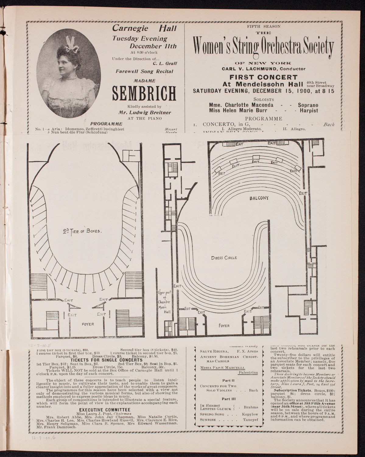 New York Philharmonic, December 7, 1900, program page 9