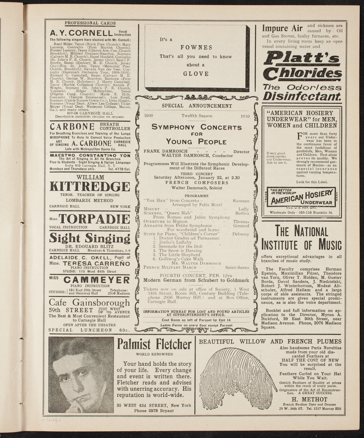 Oratorio Society of New York, December 30, 1909, program page 9