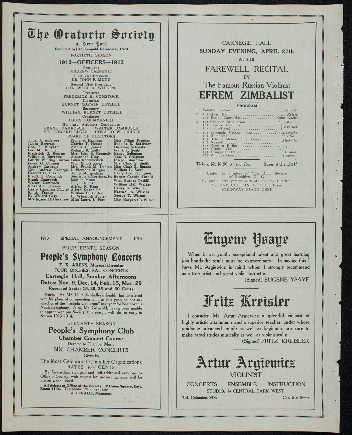 Lillian Nordica, Soprano, April 23, 1913, program page 10