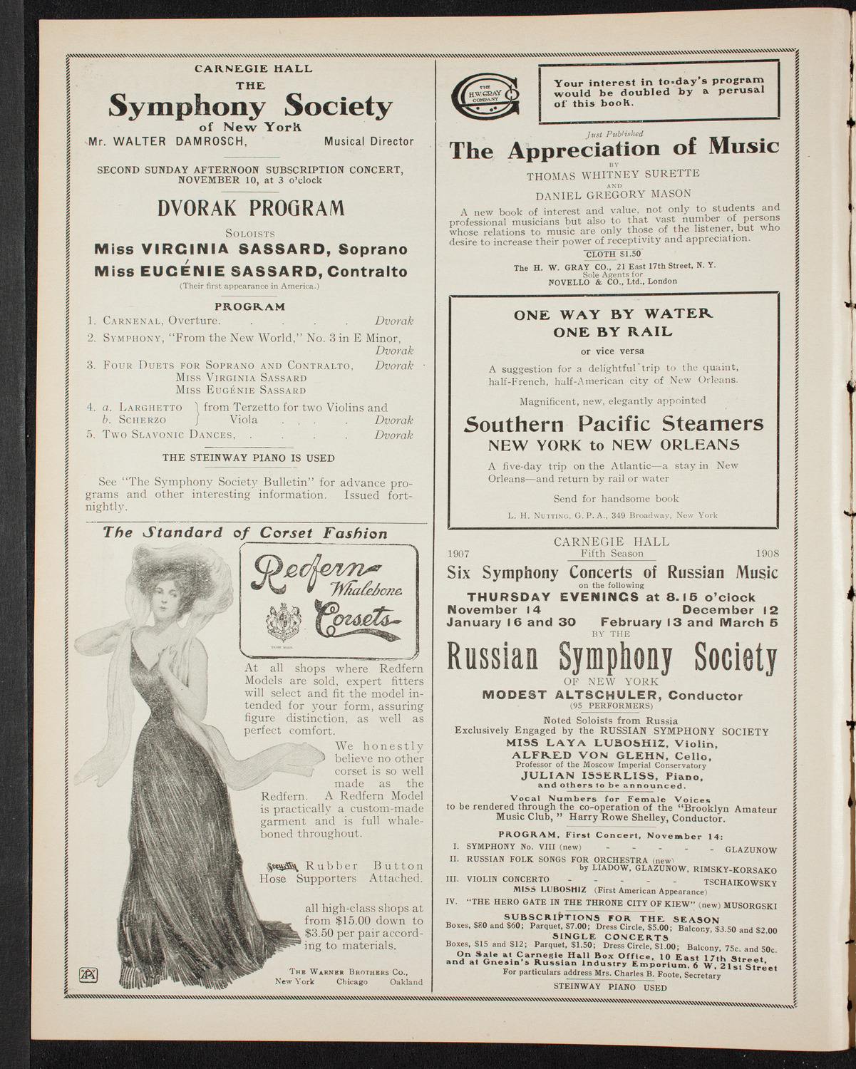 New York College of Music and New York German Conservatory of Music Faculty Concert with Orchestra, November 3, 1907, program page 2