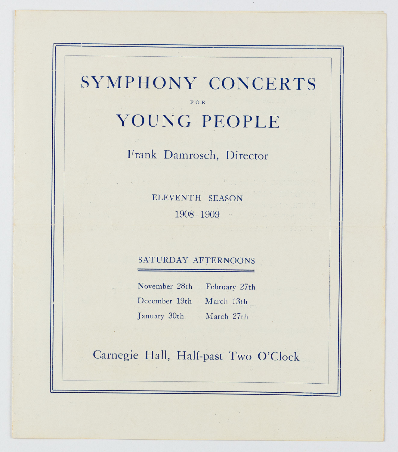 Symphony Concert for Young People, 1908-1909