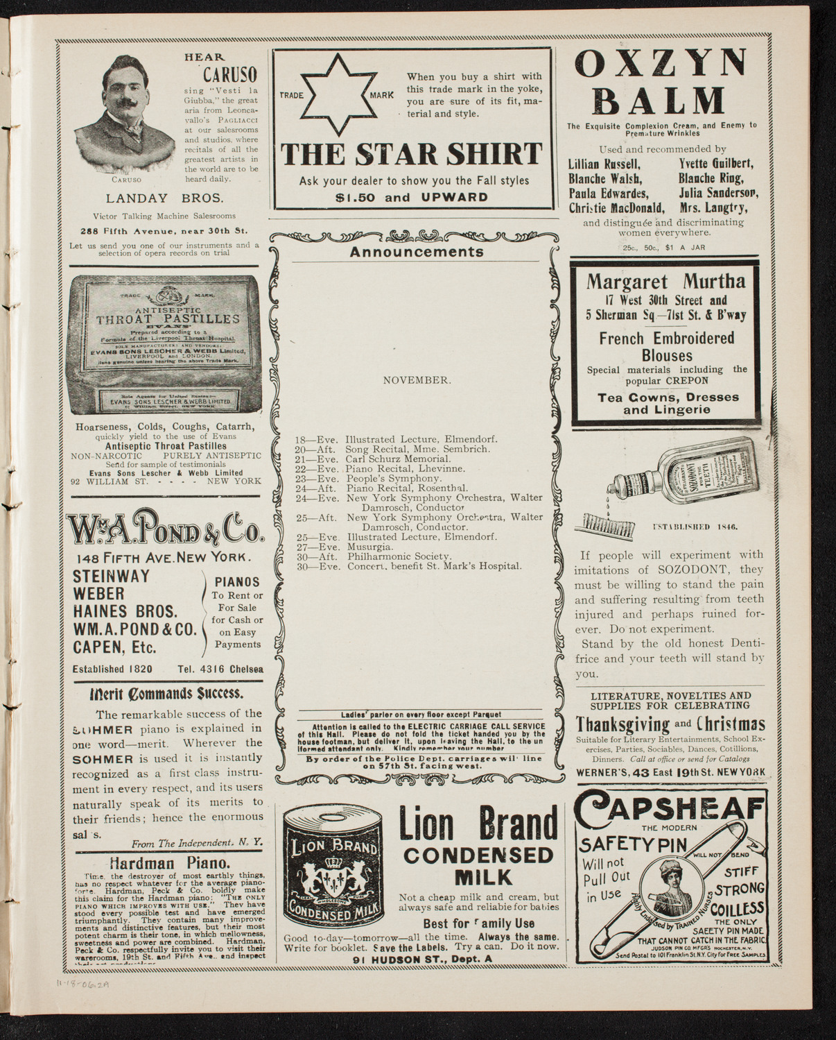 New York Symphony Orchestra, November 18, 1906, program page 3