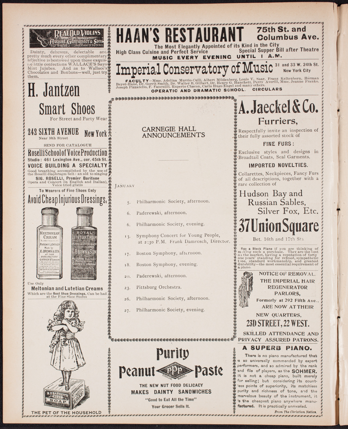 Ignacy Jan Paderewski, Piano, with the New York Symphony Orchestra, December 31, 1899, program page 2
