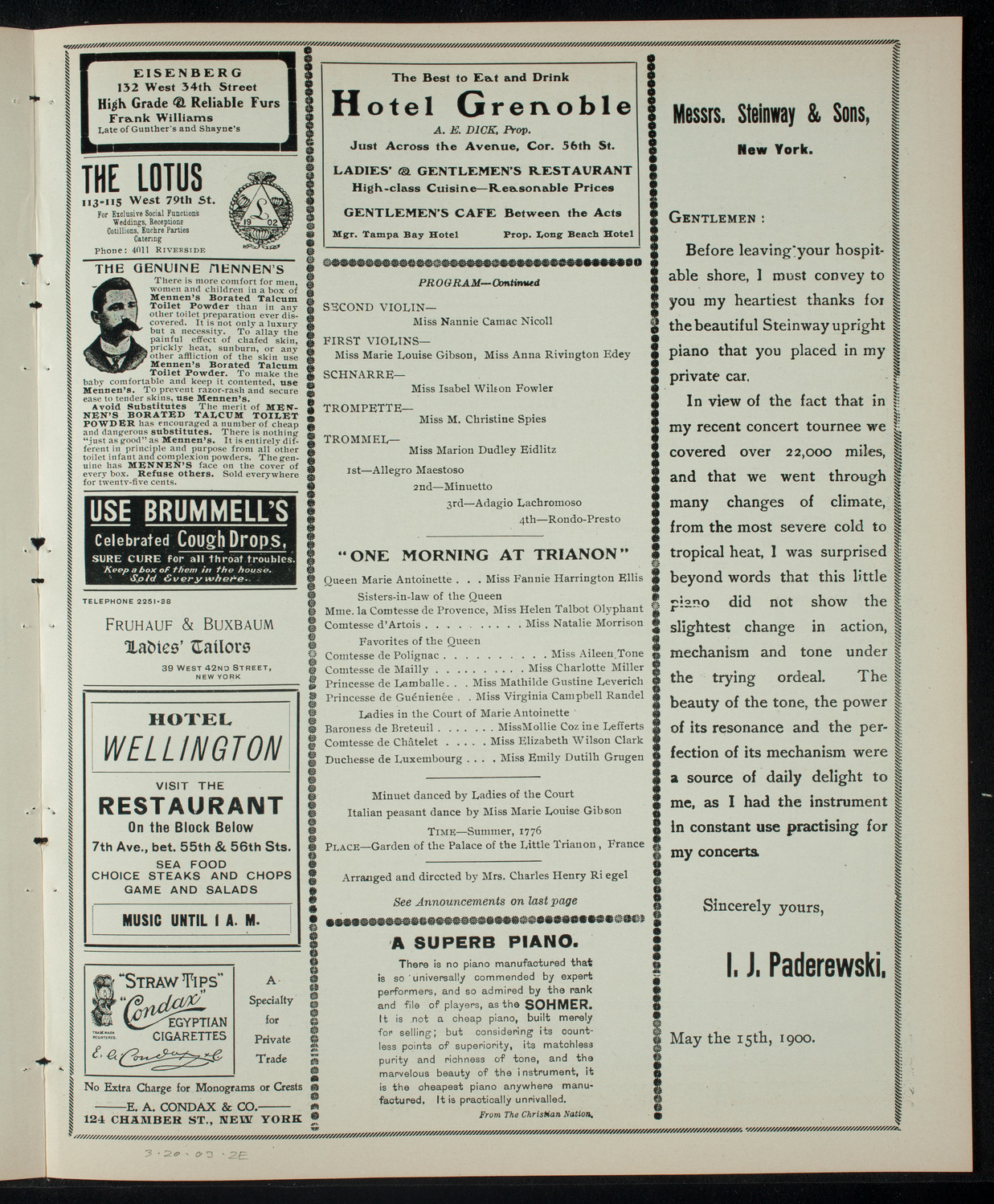 Miss Spence's School Society: Annual Entertainment ot Benefit A Class for Crippled Children, March 20, 1903, program page 3