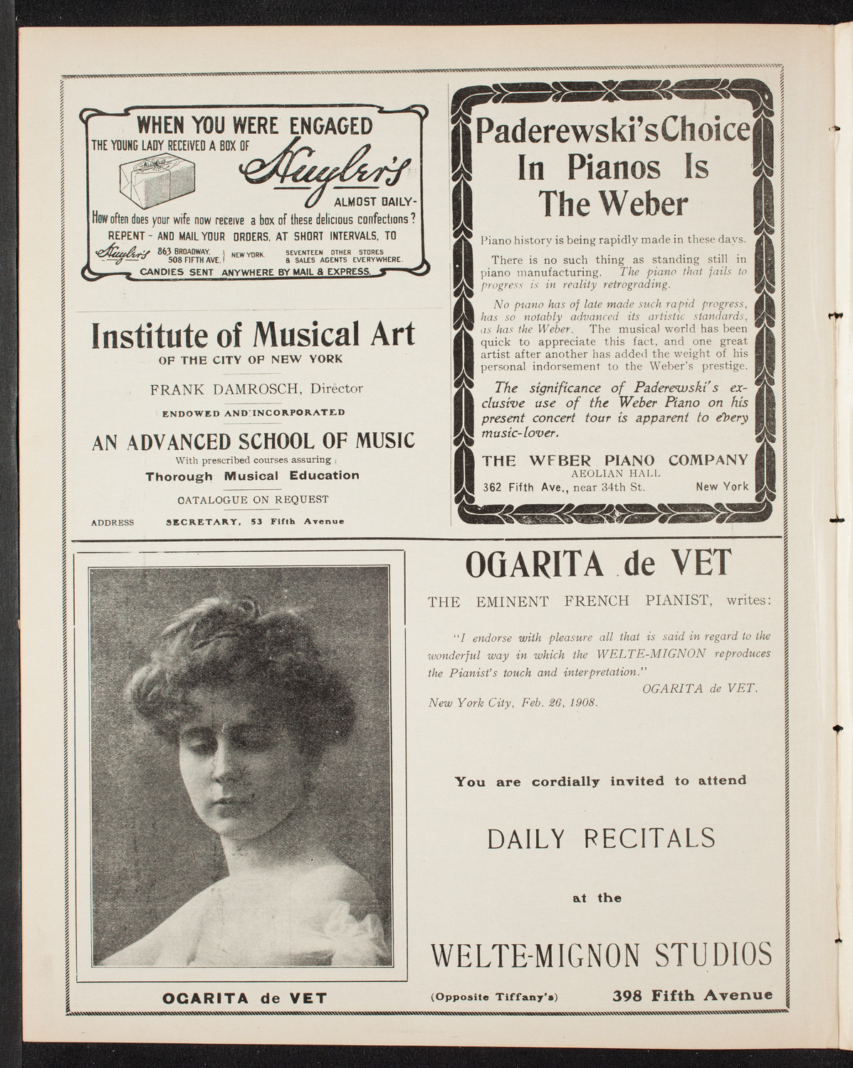 Johanna Gadski, Soprano, April 10, 1908, program page 6