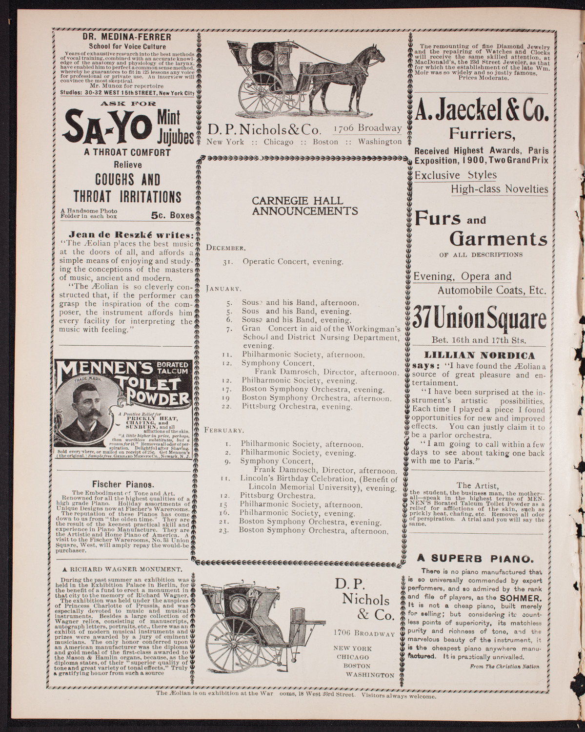 Meeting: YMCA - Mass Meeting for Men, December 30, 1900, program page 2