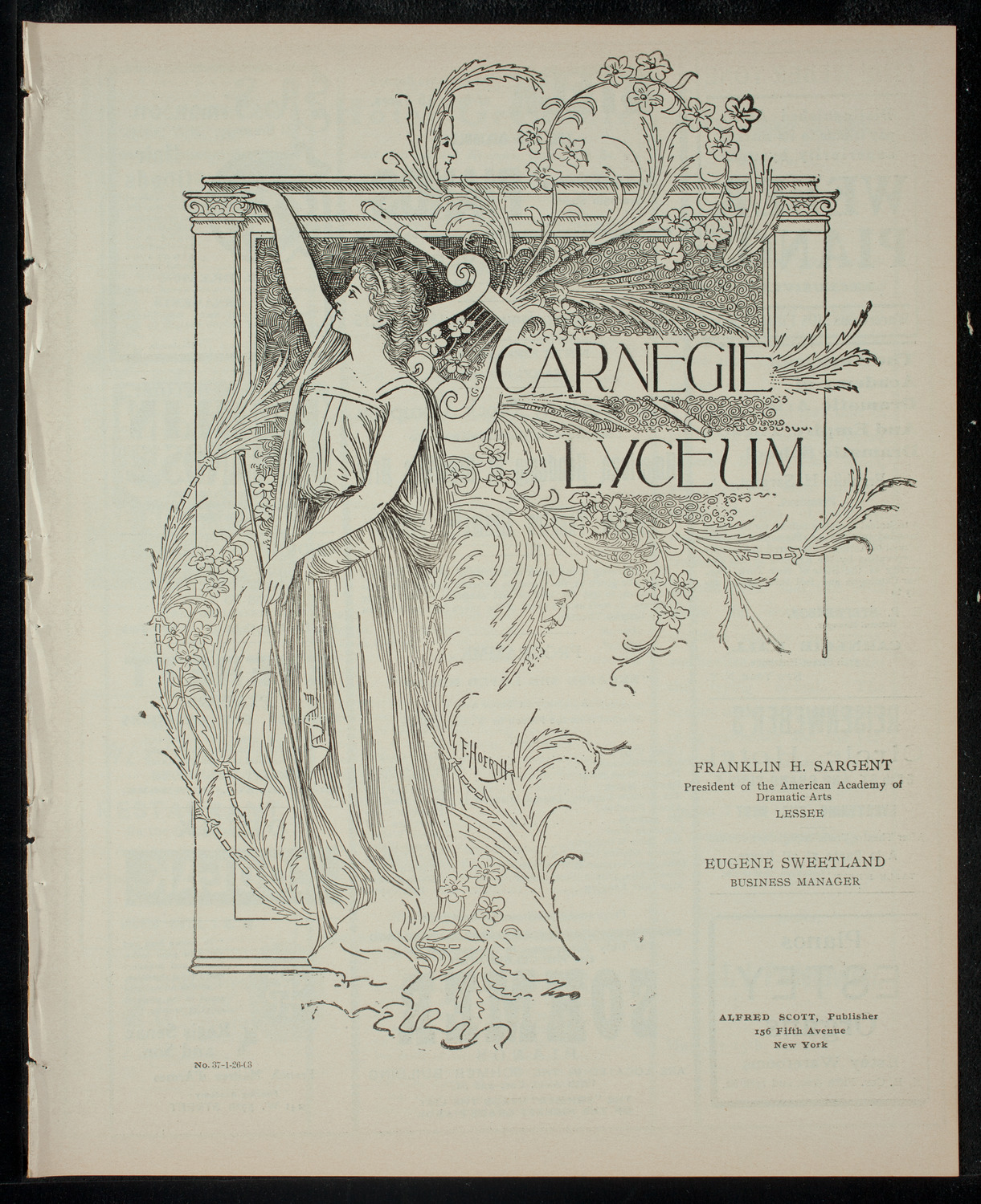 Academy Stock Company of the American Academy of Dramatic Arts/Empire Theatre Dramatic School, January 26, 1903, program page 1