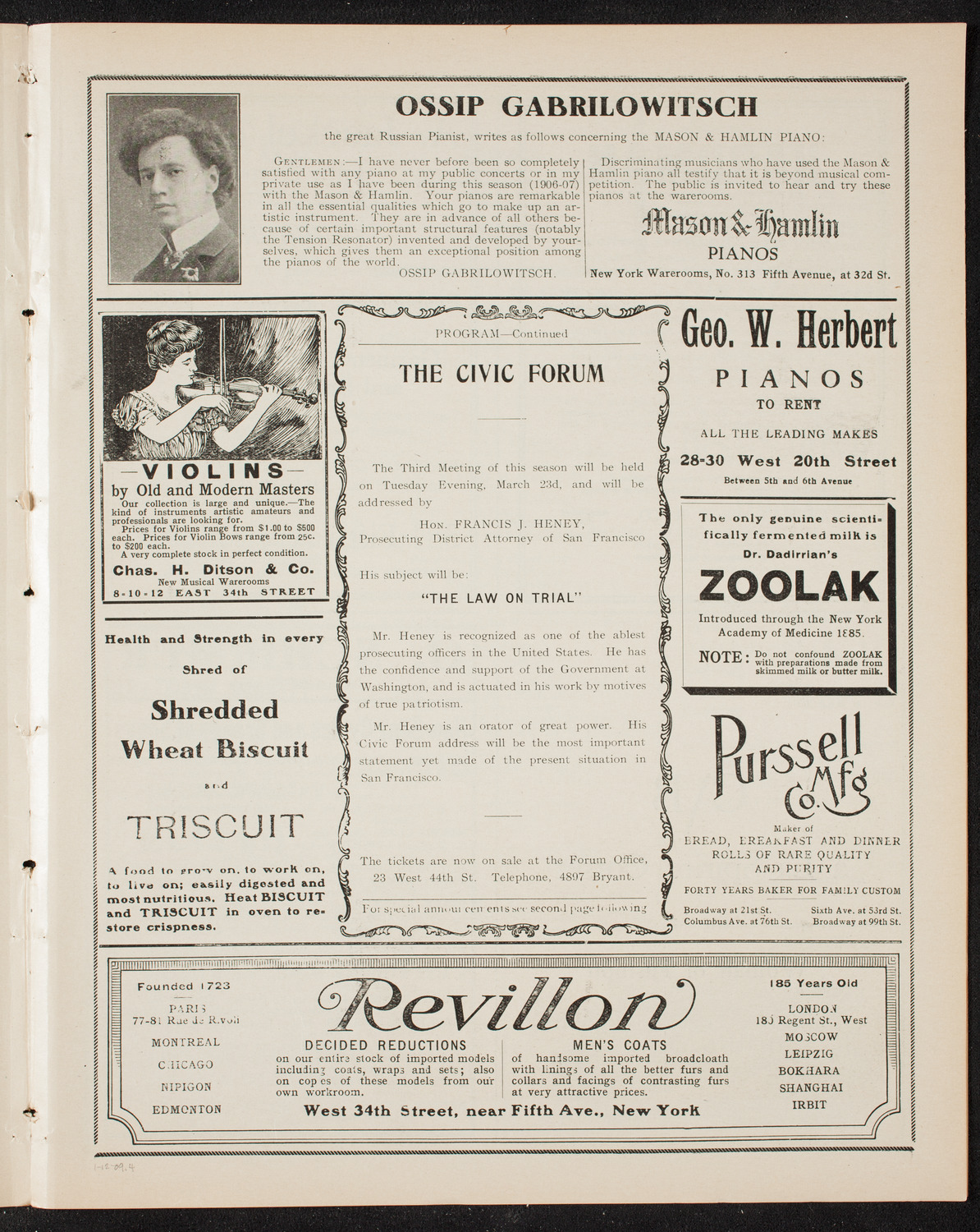 The Civic Forum, January 12, 1909, program page 7