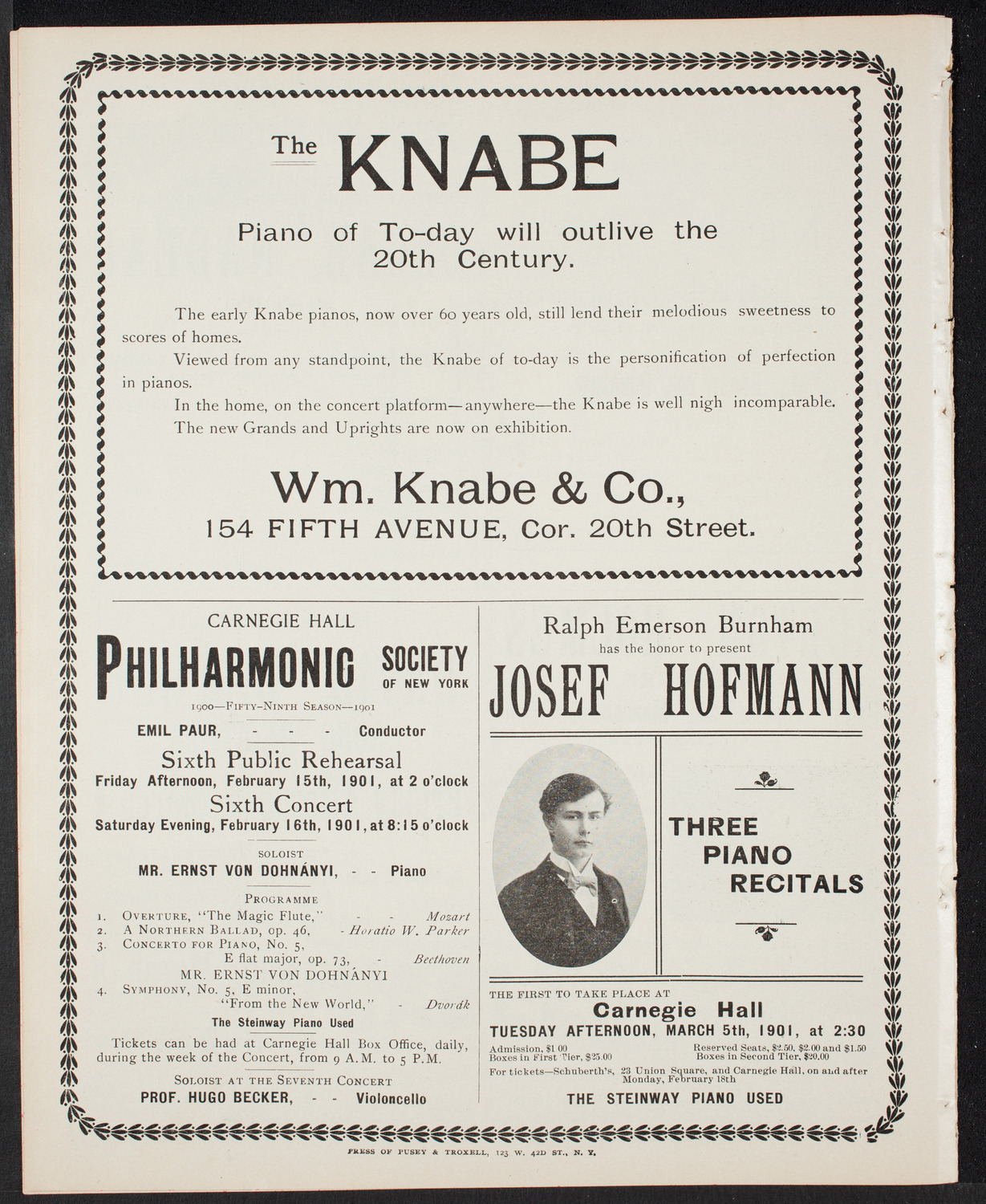 New York Philharmonic, February 2, 1901, program page 10