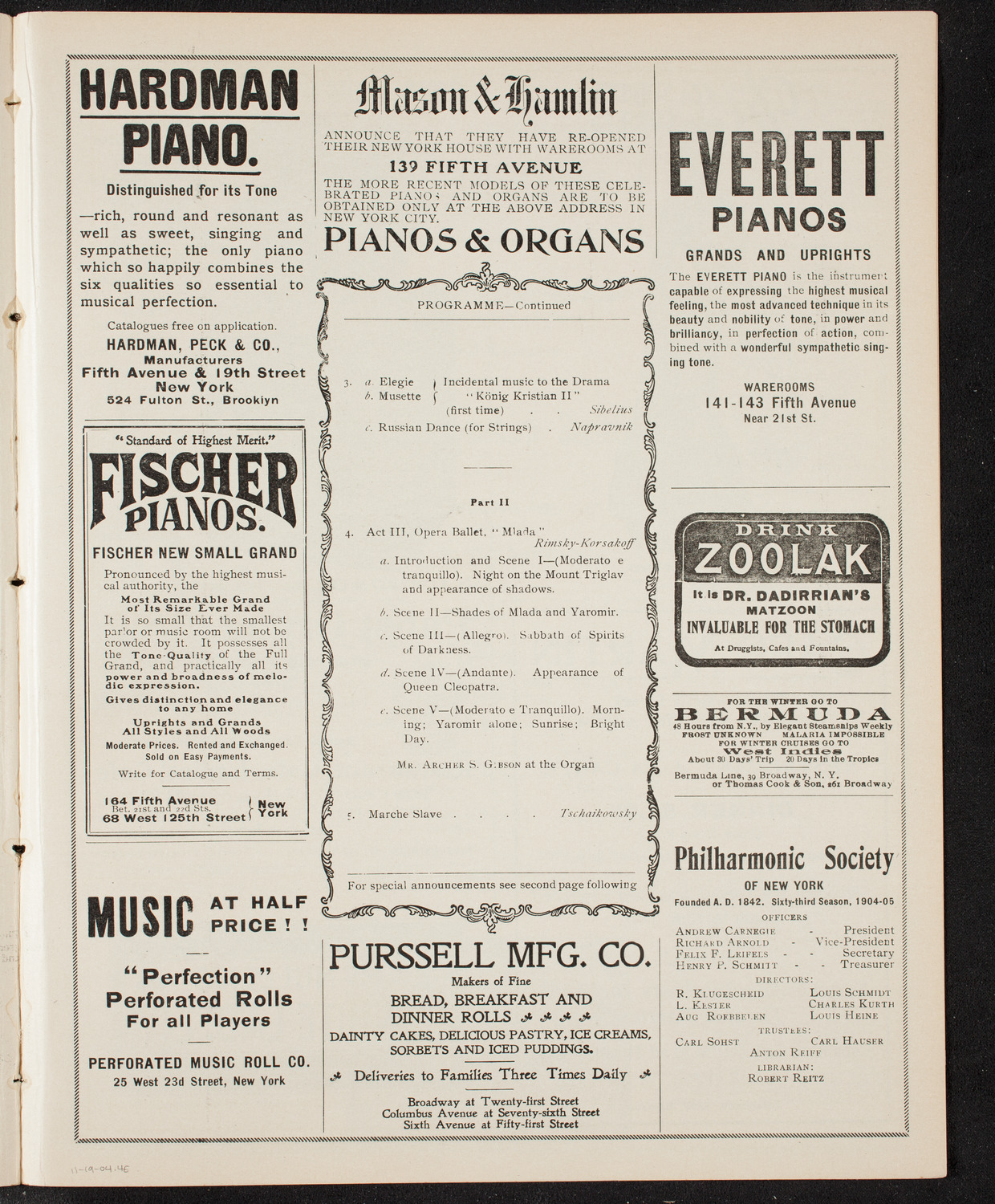 Russian Symphony Society of New York, November 19, 1904, program page 7