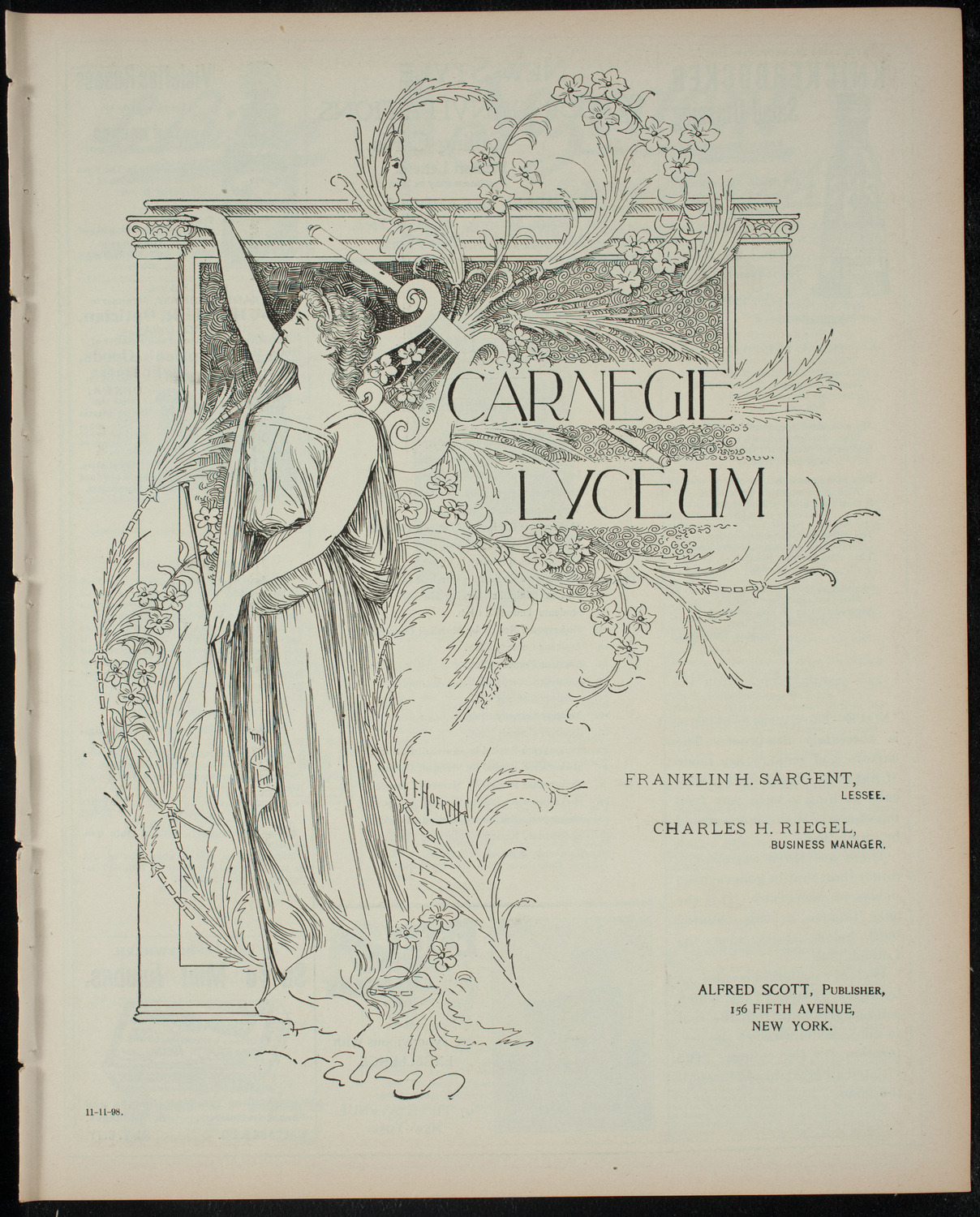 Shakespeare Recital by Marshall Darrach, November 11, 1898, program page 1