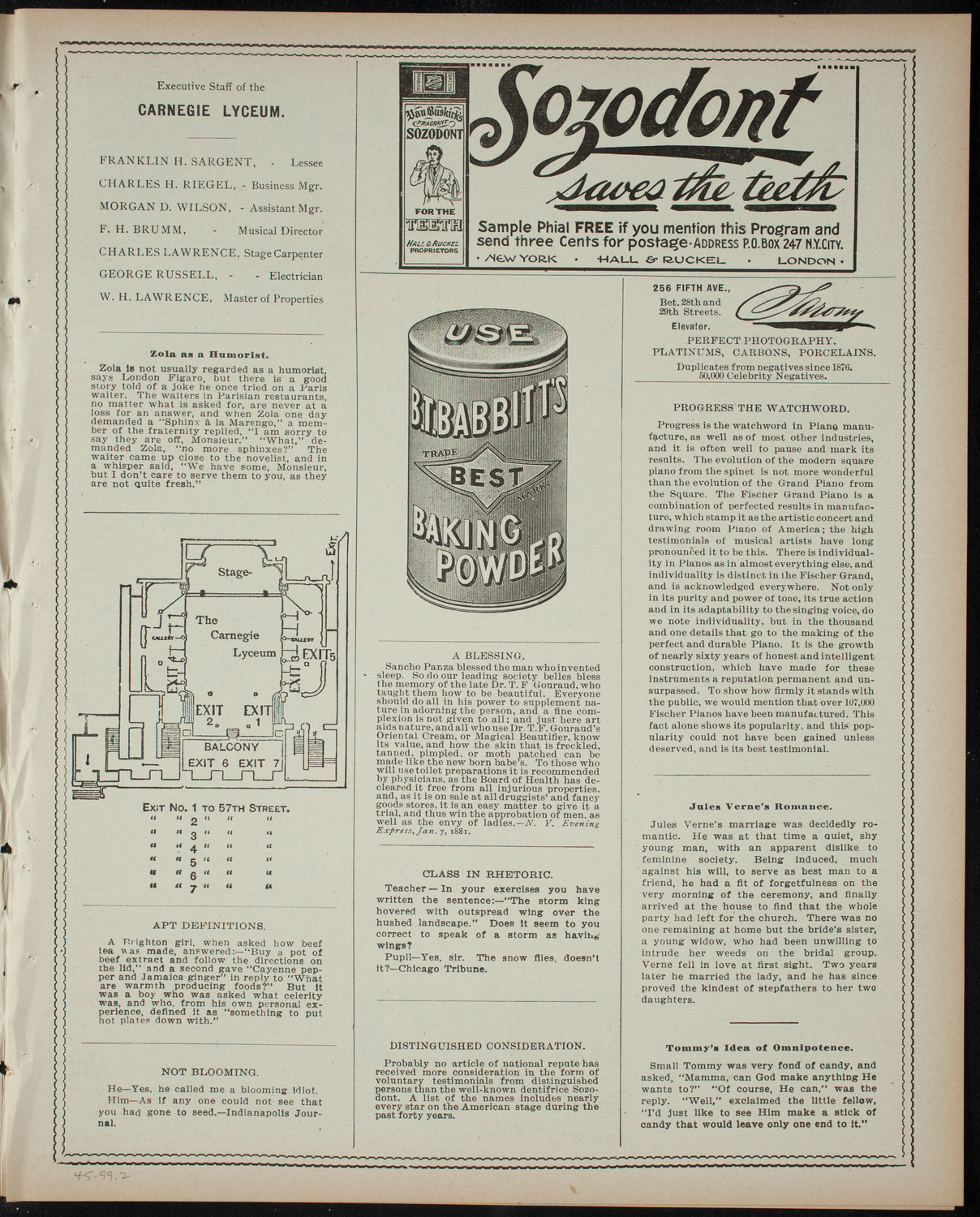 Amateur Comedy Club, April 5, 1899, program page 3