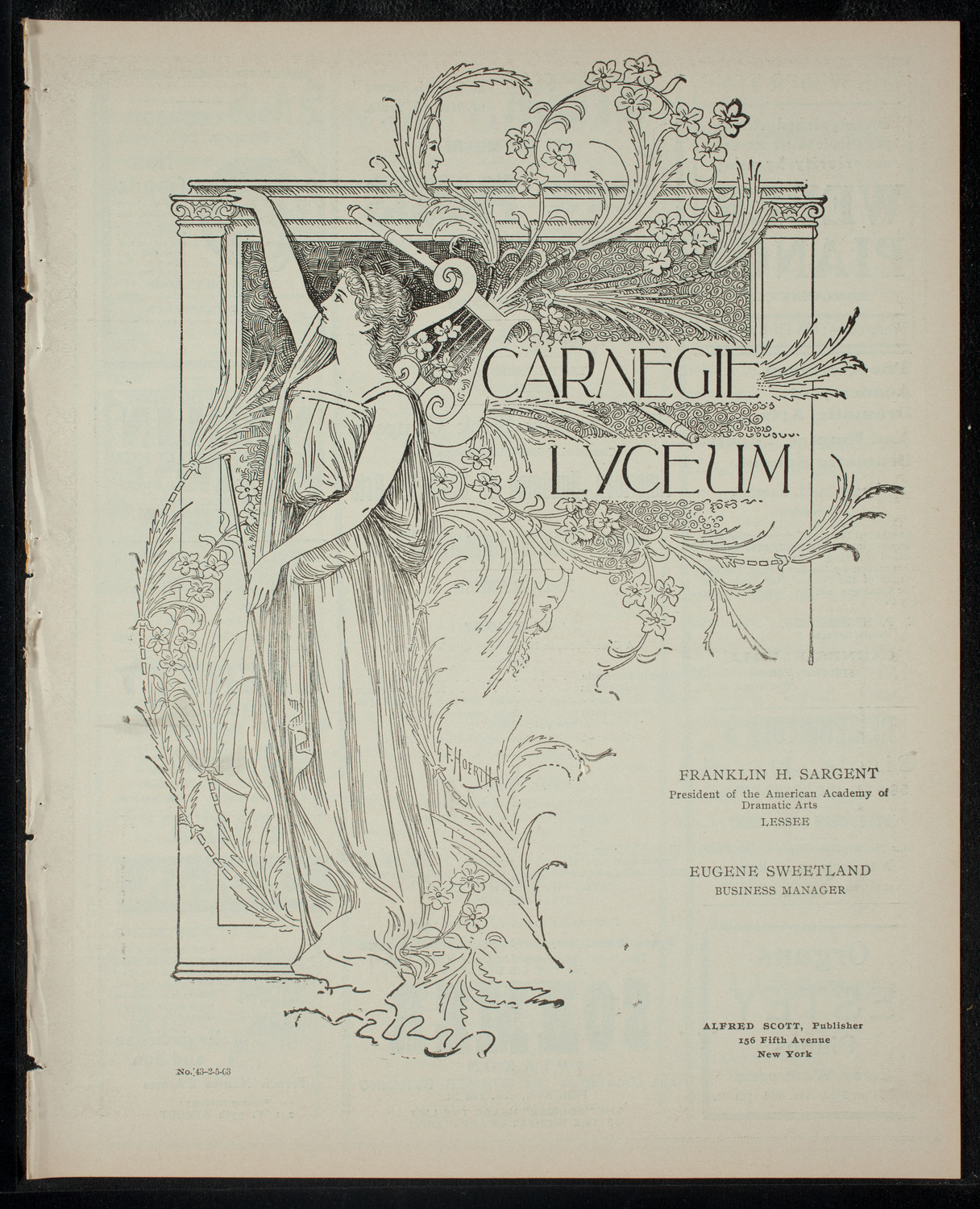 Academy Stock Company of the American Academy of Dramatic Arts/Empire Theatre Dramatic School, February 5, 1903, program page 1